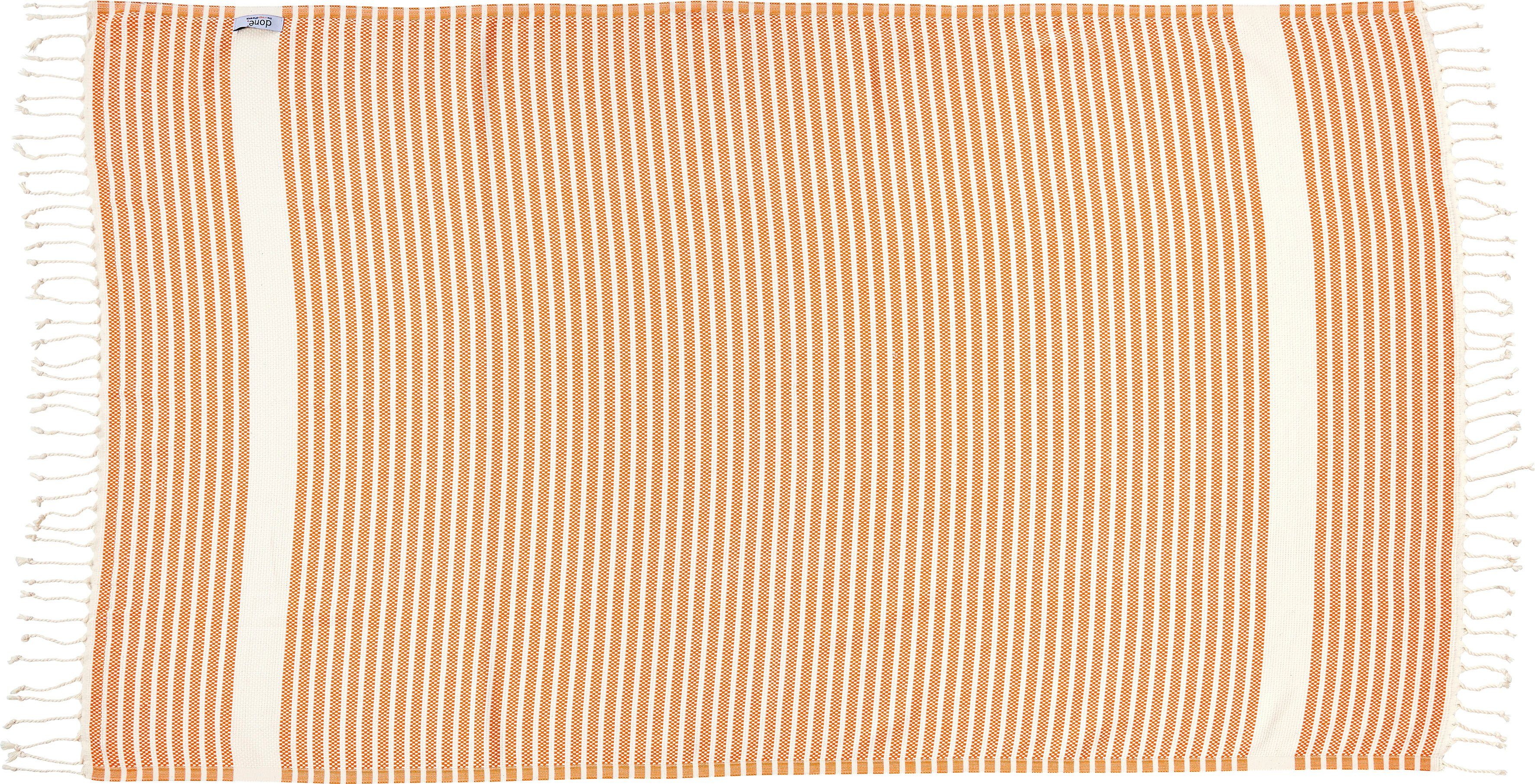 Stripes, Lounge Fransen done.®, mit Plaid geknoteten Leichtes Plaid orange/beige