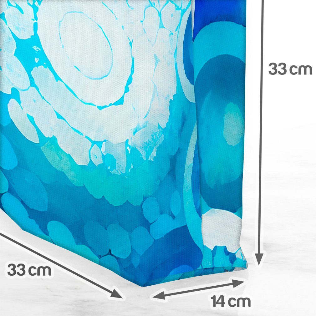 textur (1-tlg), Henkeltasche Blaue Wasserfarben mustern VOID halluzinogen Kreise verträum Muster