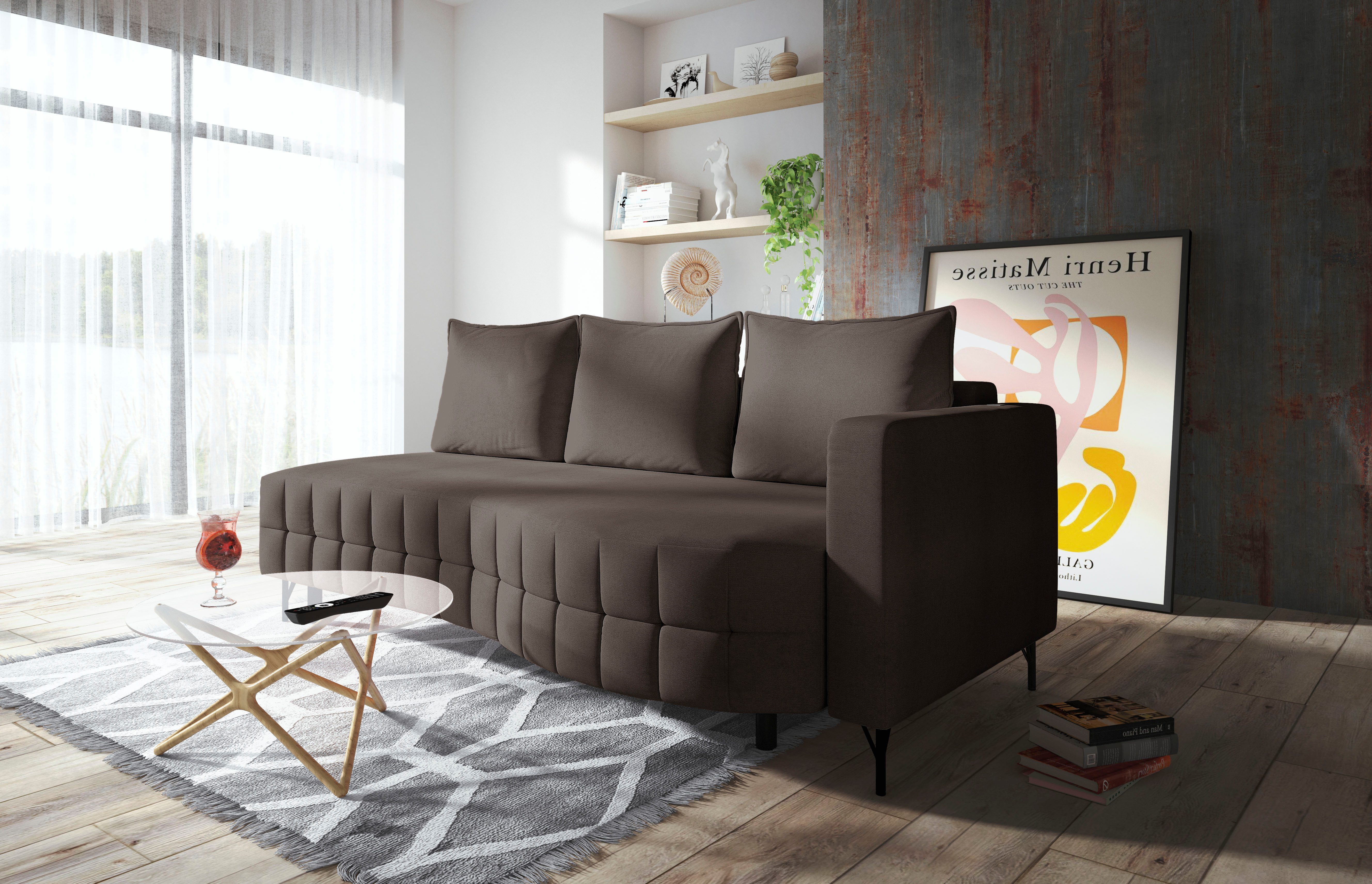 exxpo - sofa fashion Loungesofa T wiggy Schlafsofa mit Bettfunktion und Bettkasten, komfortabler Federkern, super Sitzkomfort, elegante Formensprache