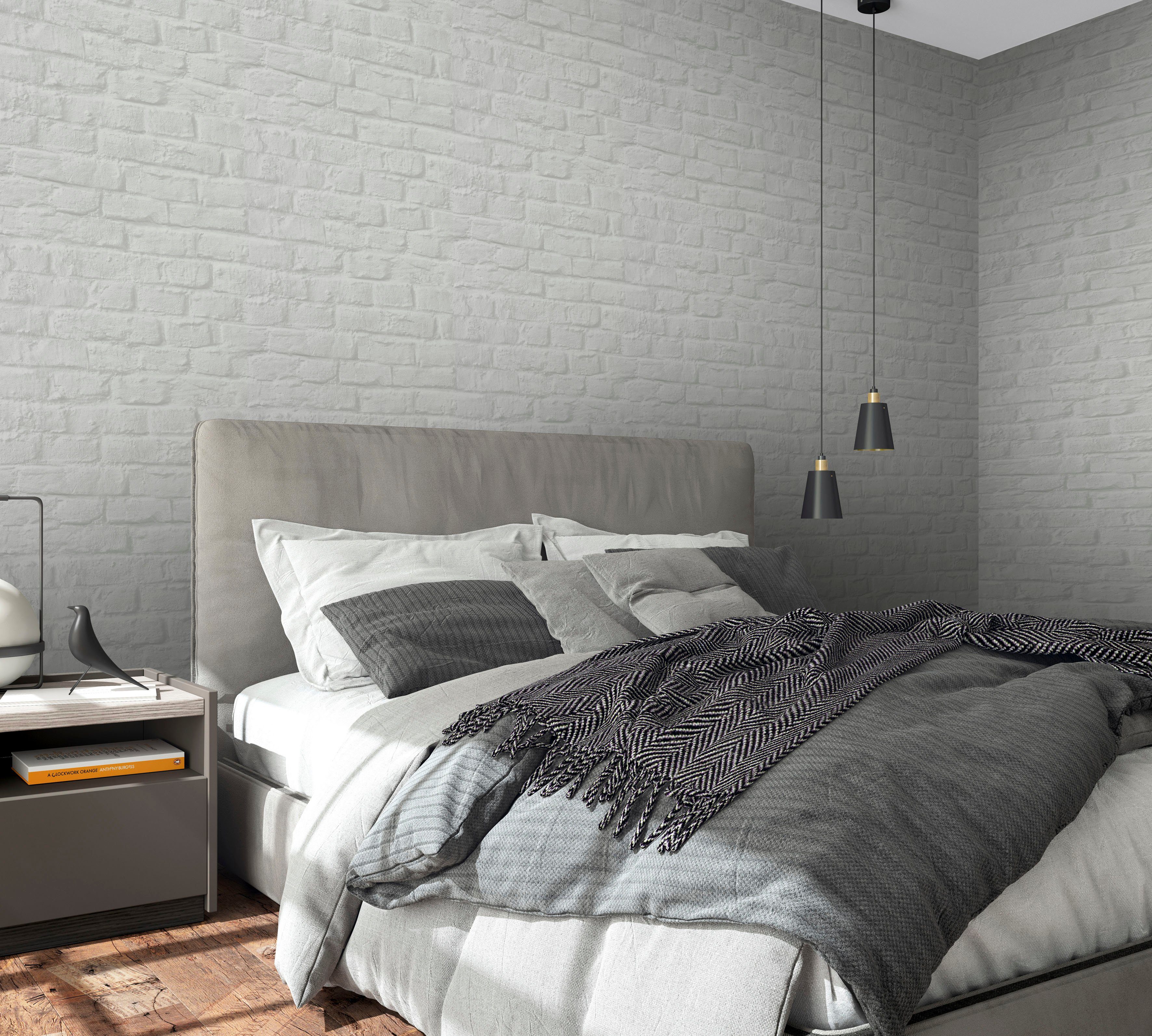 Brick, Vliestapete strukturiert, 3D-Optik, Marburg Schlafzimmer für moderne Wohnzimmer Küche creme Vliestapete