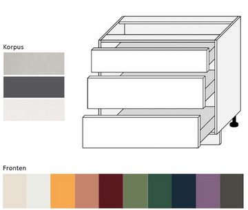 Feldmann-Wohnen Unterschrank Tivoli (Tivoli, 1-St) 90cm Front- und Korpusfarbe wählbar mit 3 Schubladen (Teilauszug)