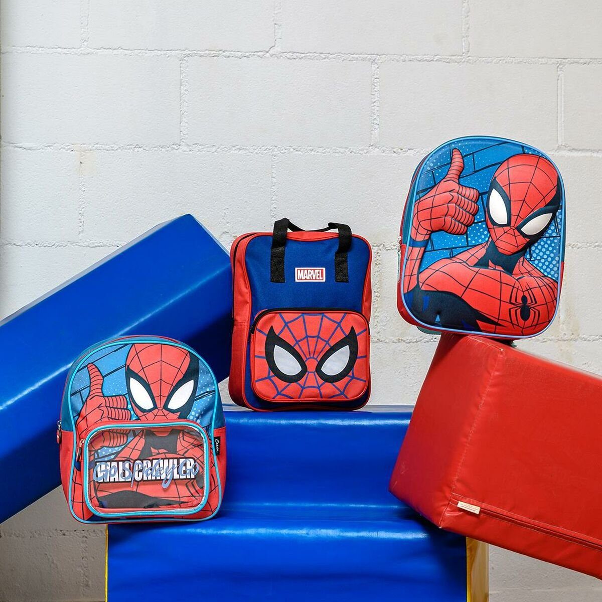 Spiderman Rucksack Kinderrucksack 3D Blau x Spider-Man cm 31 Rot x 25 10