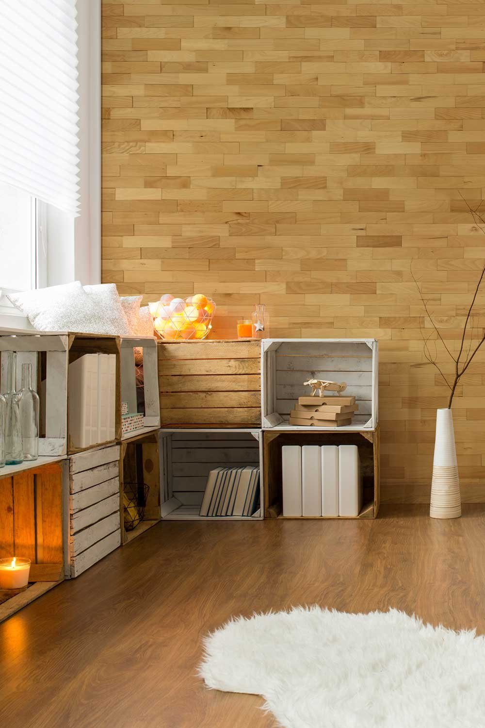 Wodewa Wandpaneel Echtholz Buche Select geölt - Serie 200, BxL: 5,00x20,00 cm, 0,01 qm, (Set, 100-tlg) zur Decken- und Wandmontage geeignet, Farbe rötlich, 3D-Optik