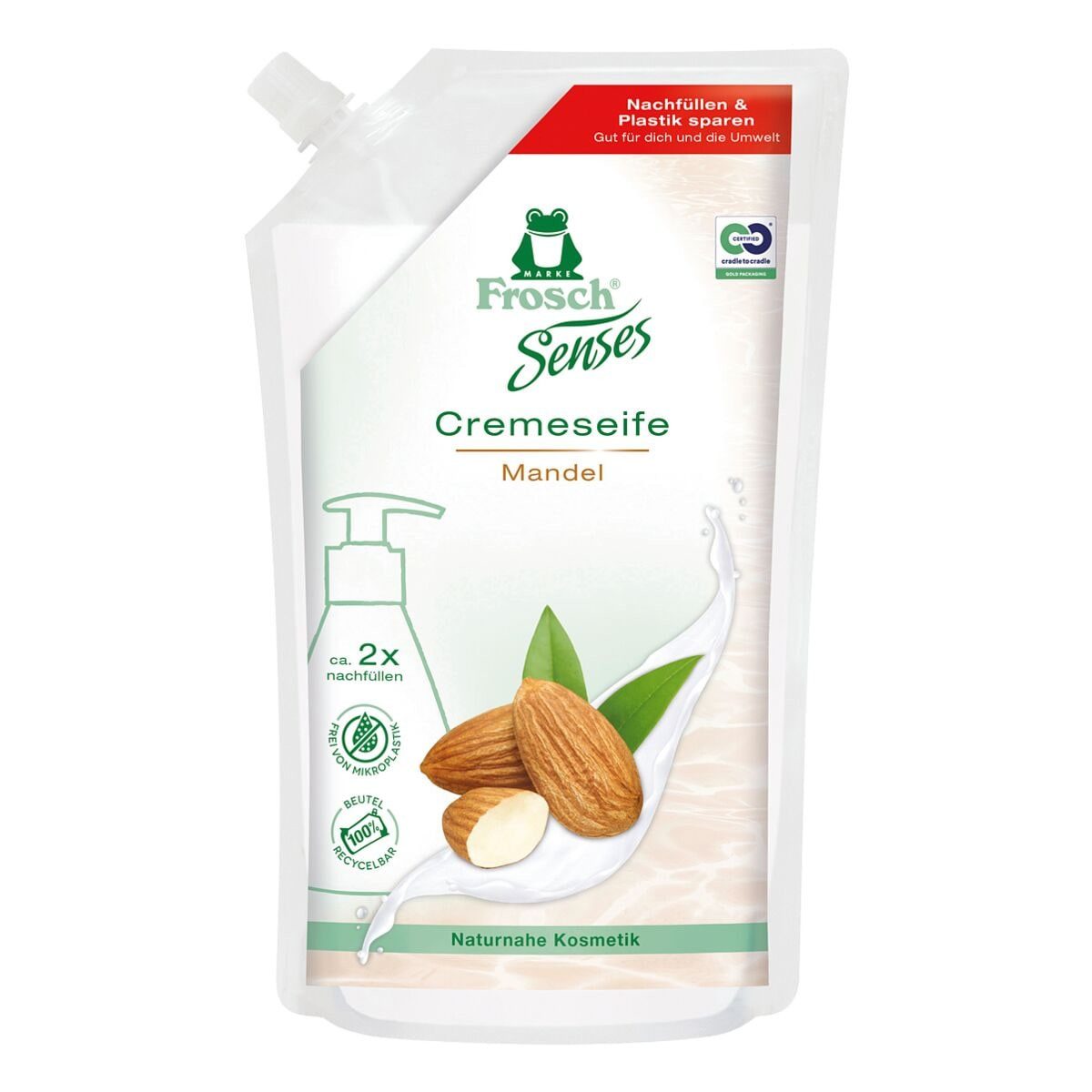 FROSCH Flüssigseife Mandelmilch, 500 ml, Nachfüllpack