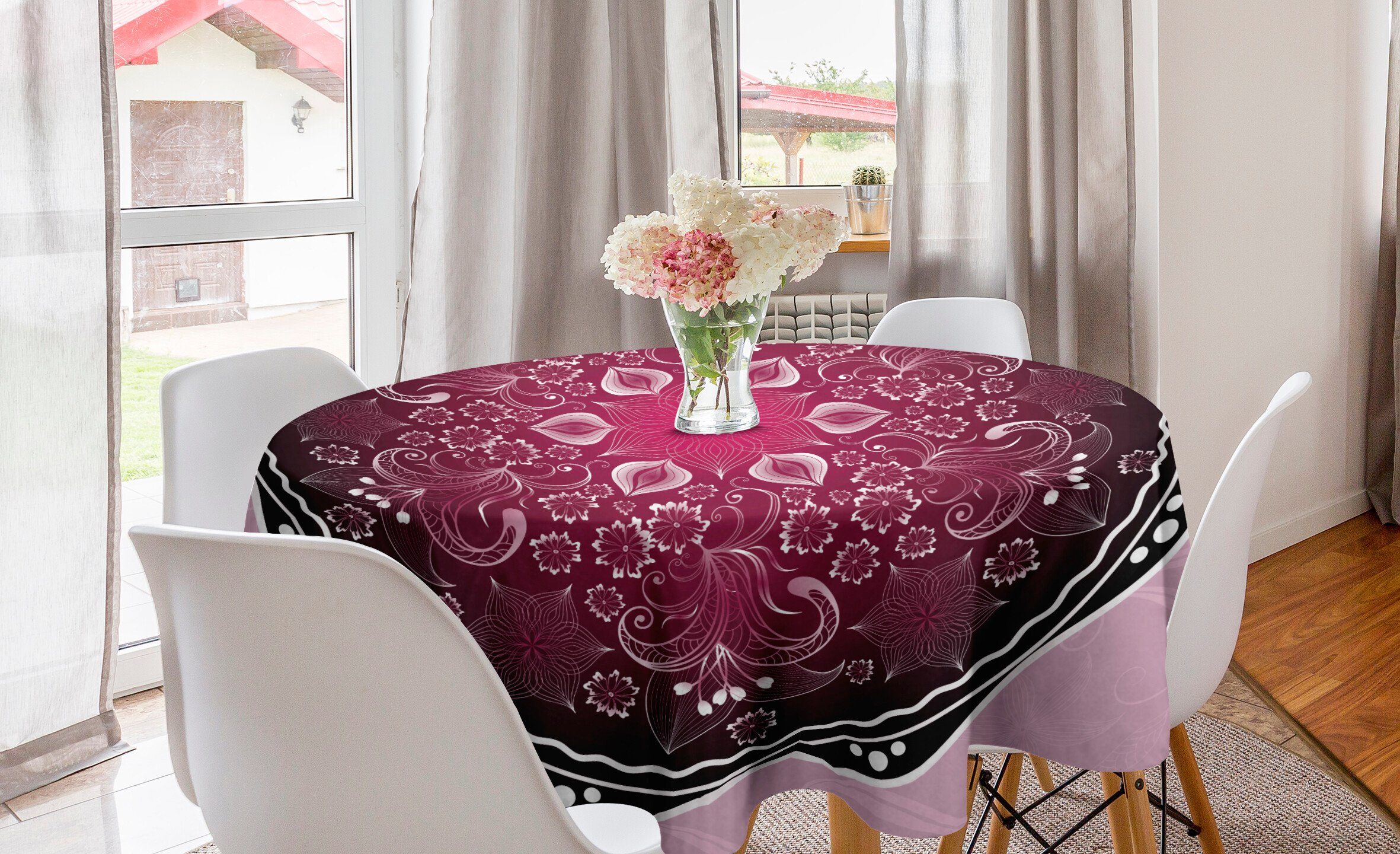 Abakuhaus Tischdecke Kreis Tischdecke Abdeckung für Esszimmer Küche Dekoration, lila Mandala Klassische barocke