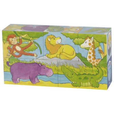 Gollnest & Kiesel Puzzle Goki Würfelpuzzle Safari und Arktis aus Holz 57686, 5 Puzzleteile, Anzahl der Motive: 6