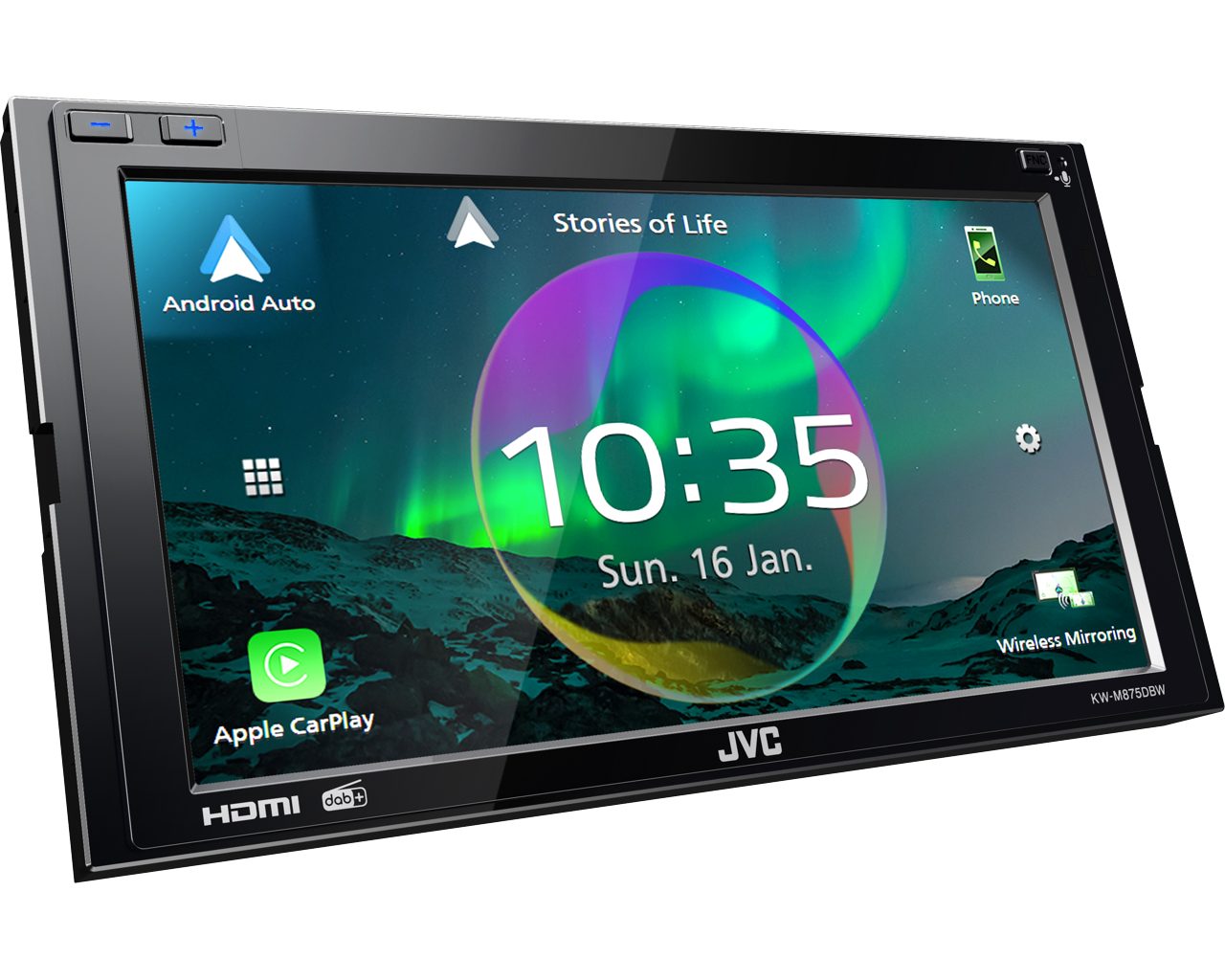 JVC KW-M875DBW DAB+ Bluetoaoth Apple CarPlay Android-Auto Autoradio (Freisprecheinrichtung, Freisprecheinrichtung)