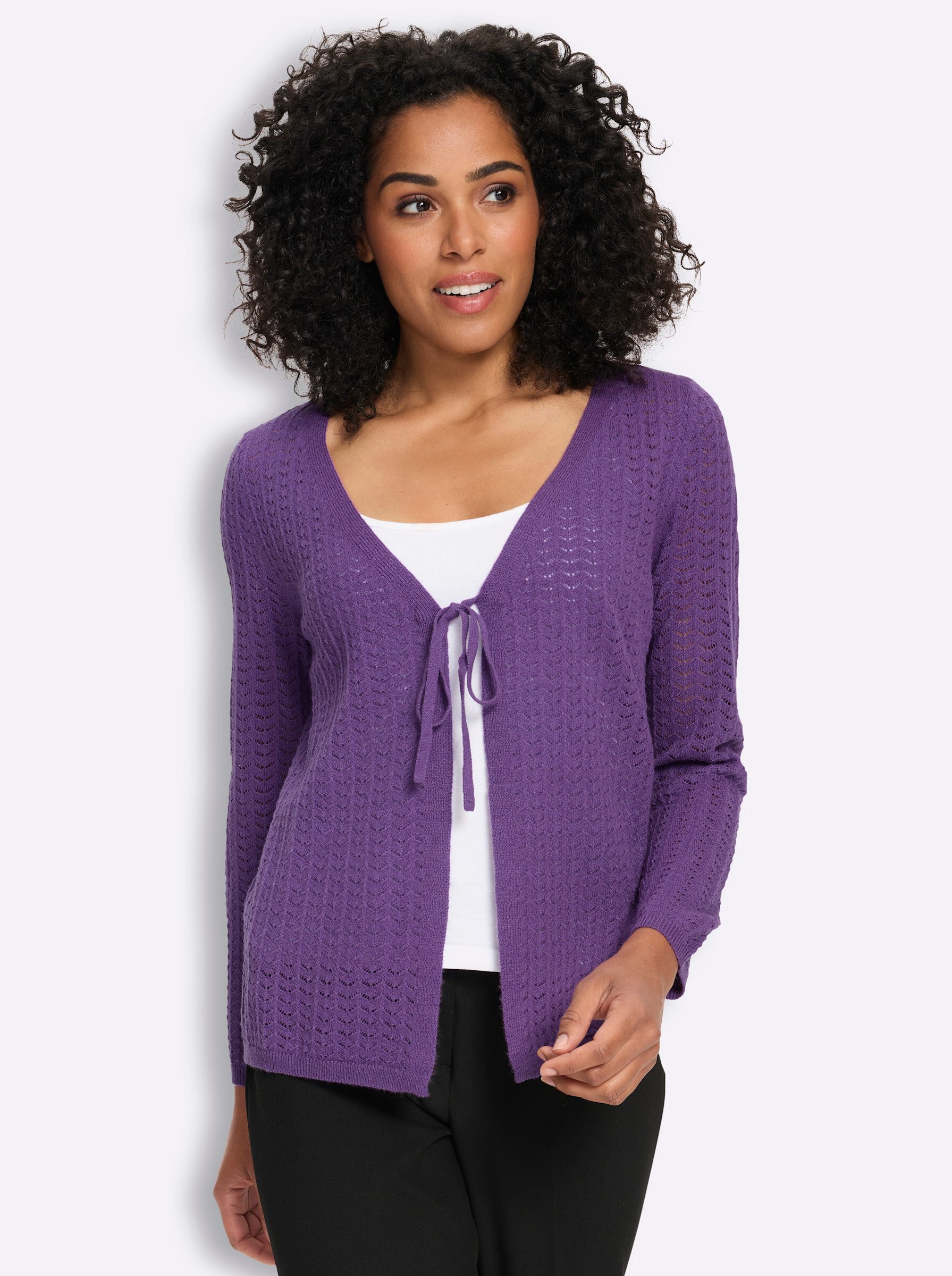 Sieh an! Strickjacke Strickjacke Langarm Ajour