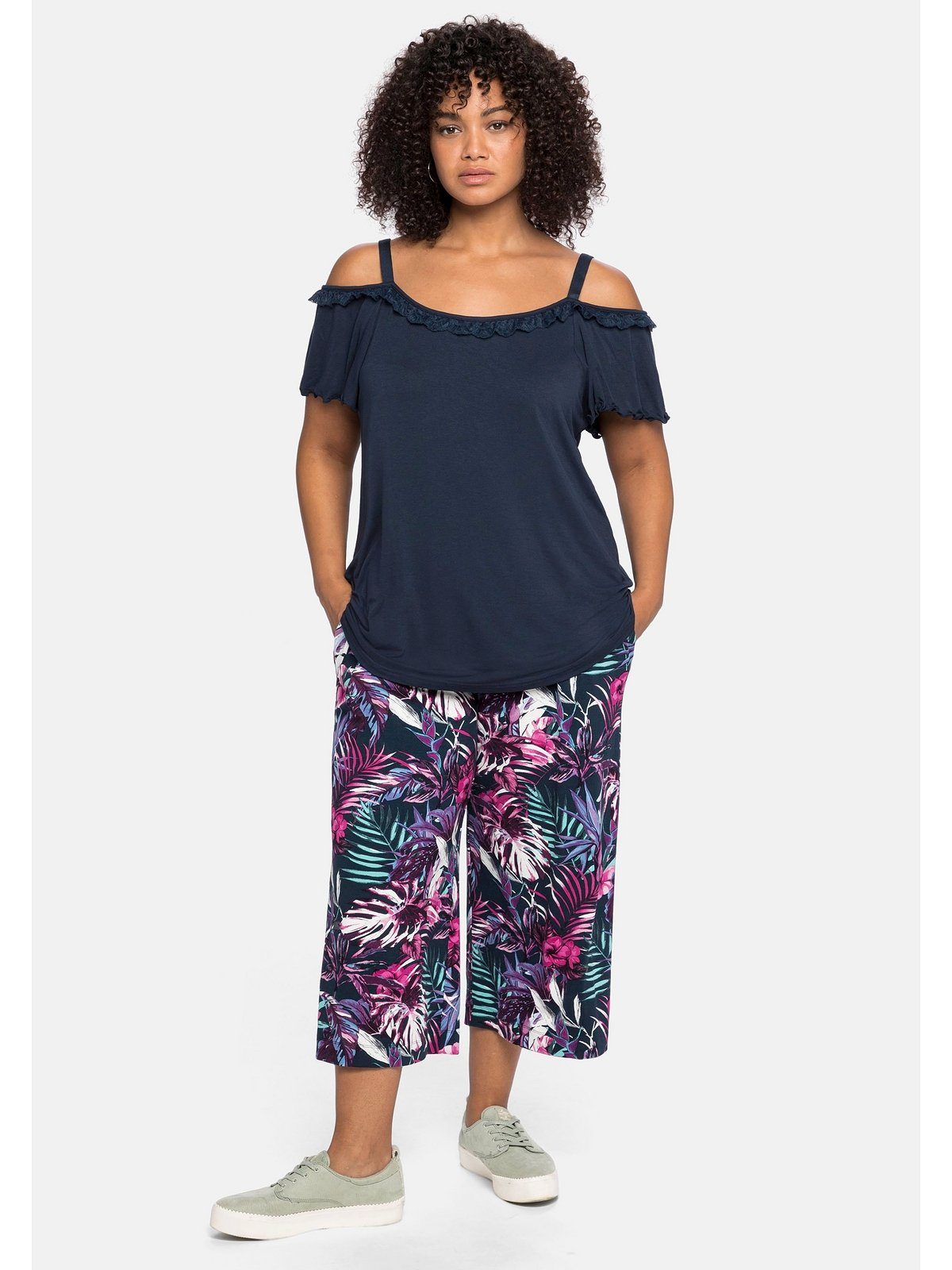 Sheego T-Shirt Große Größen im mit Flügelärmeln Carmen-Stil