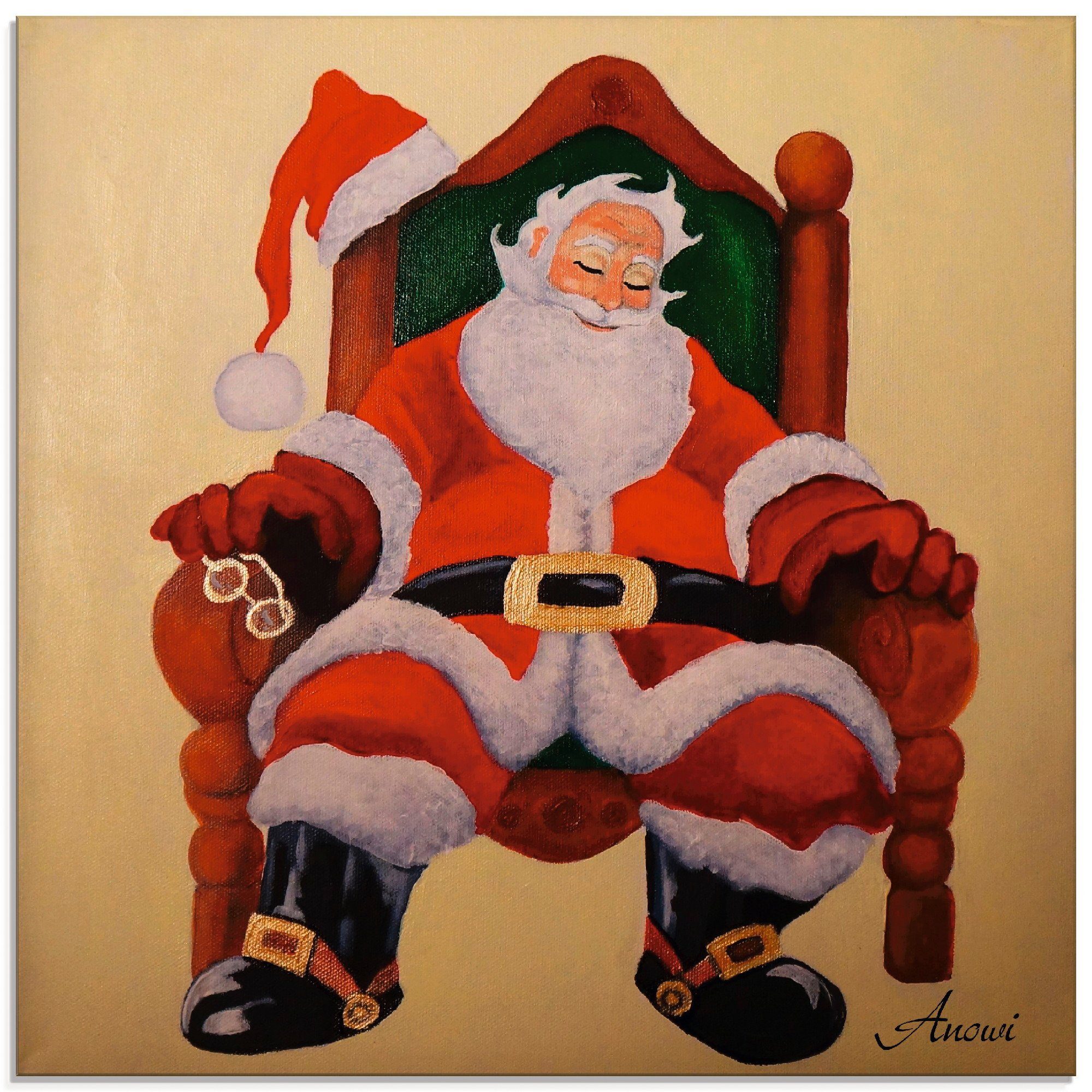 Artland Glasbild Schlafender Weihnachtsmann, Weihnachten (1 St), in verschiedenen Größen
