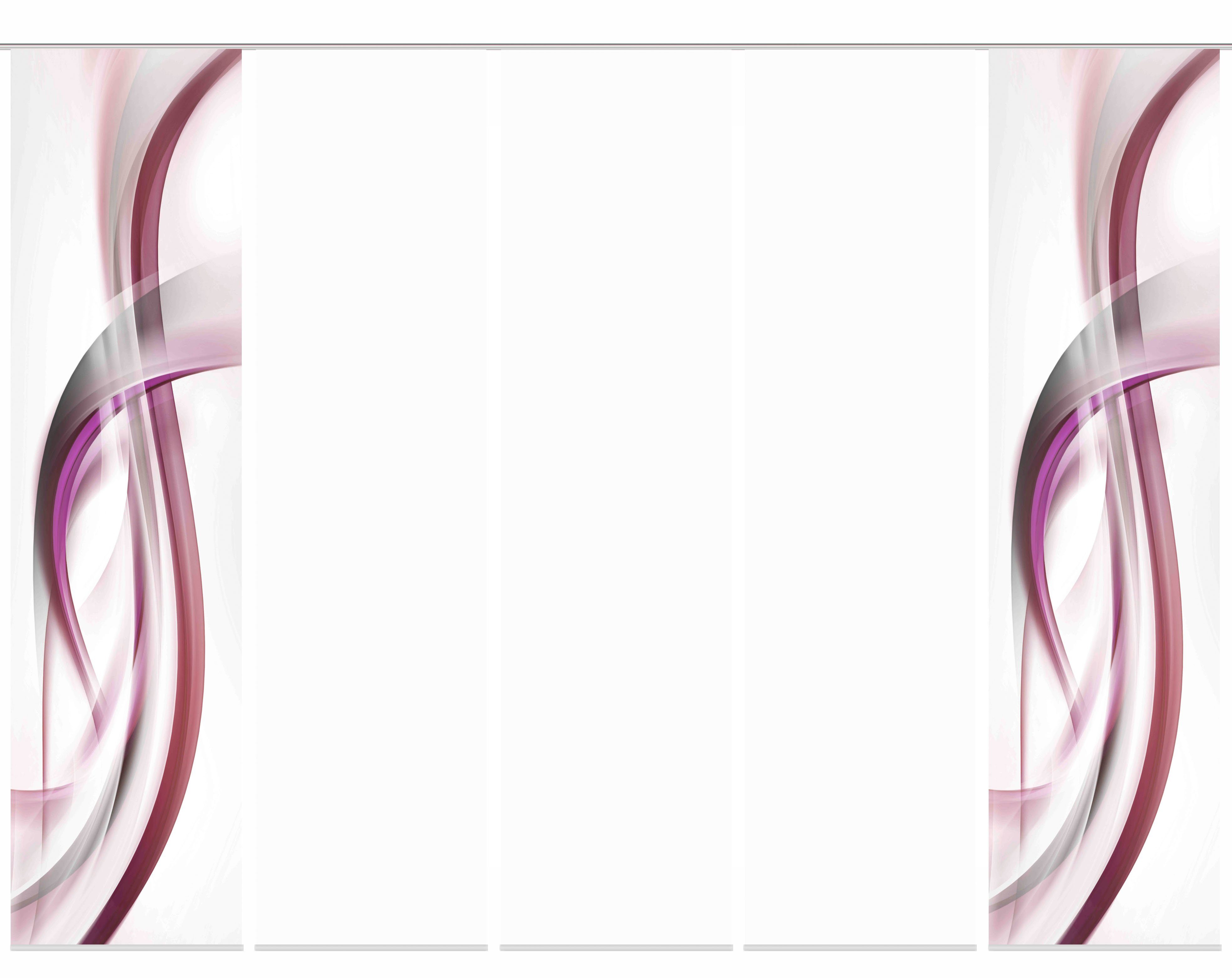 HOME WOHNIDEEN Schiebegardine FALA (5 St), Paneelwagen, blickdicht, Schiebevorhang Digi 5er Set FALA BEERE