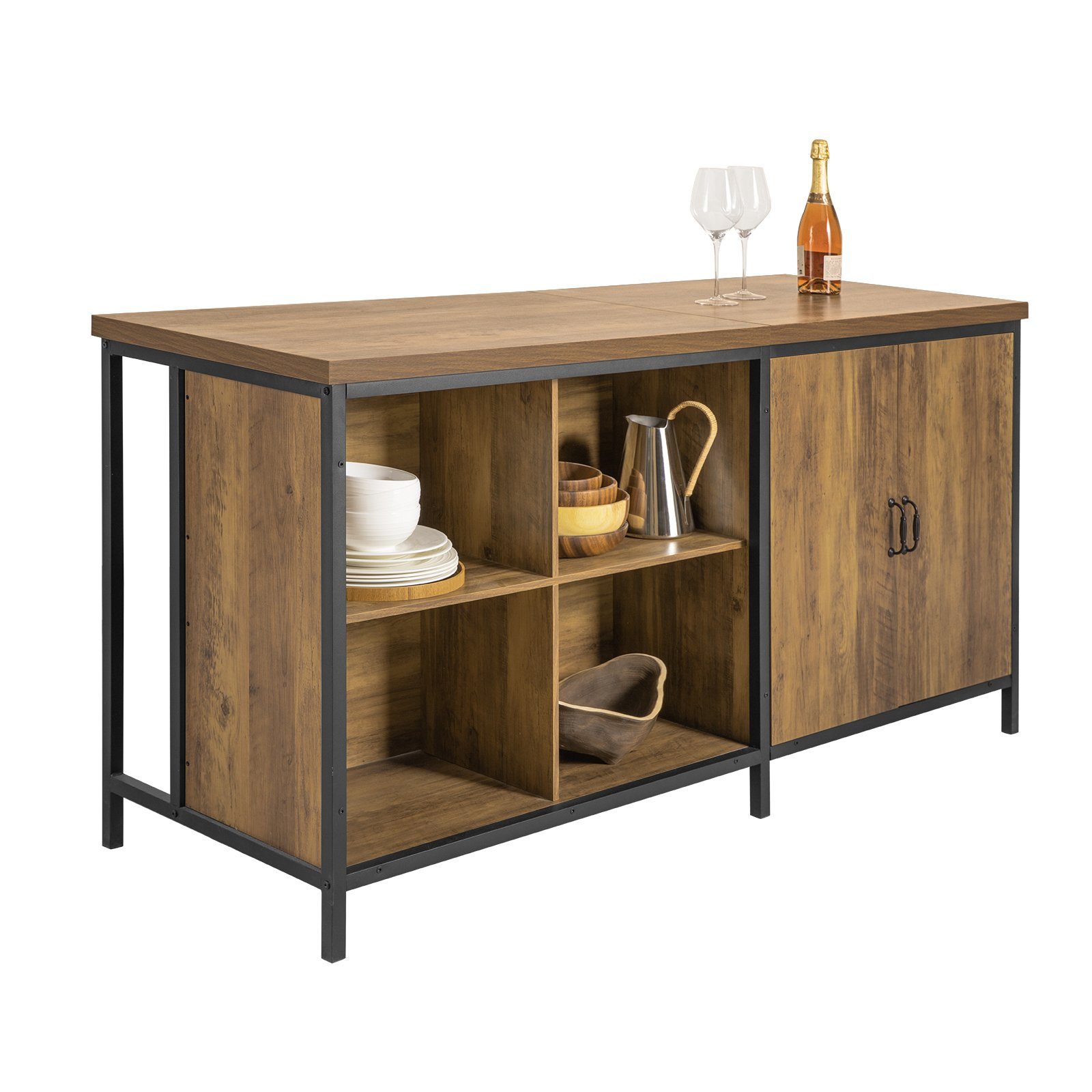 SoBuy Küchenbuffet KNL01 Kücheninsel freistehend Küchenschrank Highborad Kommode Sideboard, Buffetschrank