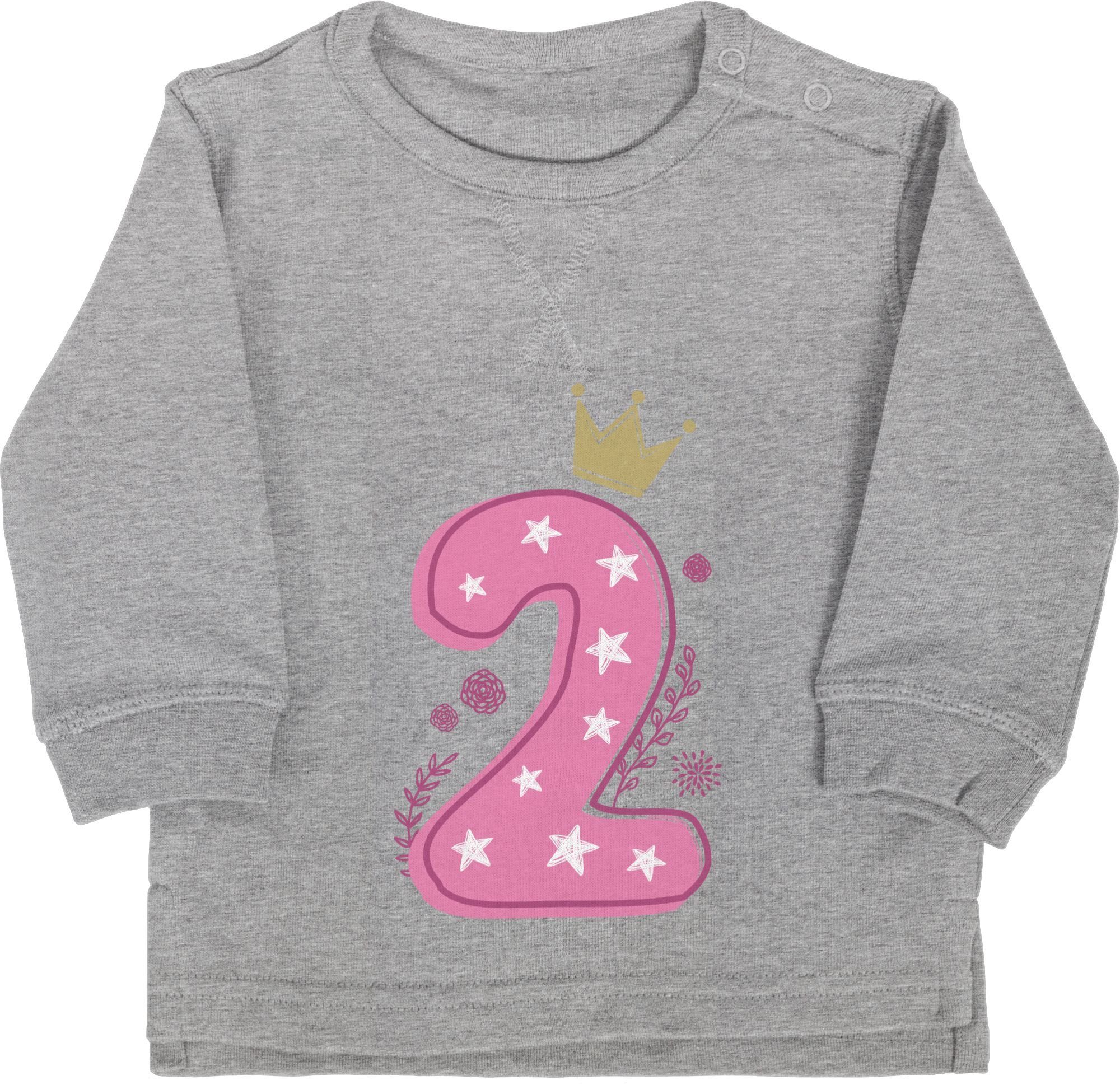 Shirtracer Sweatshirt Zweiter Birthday Mädchen 2. Geburtstag 2 Grau meliert