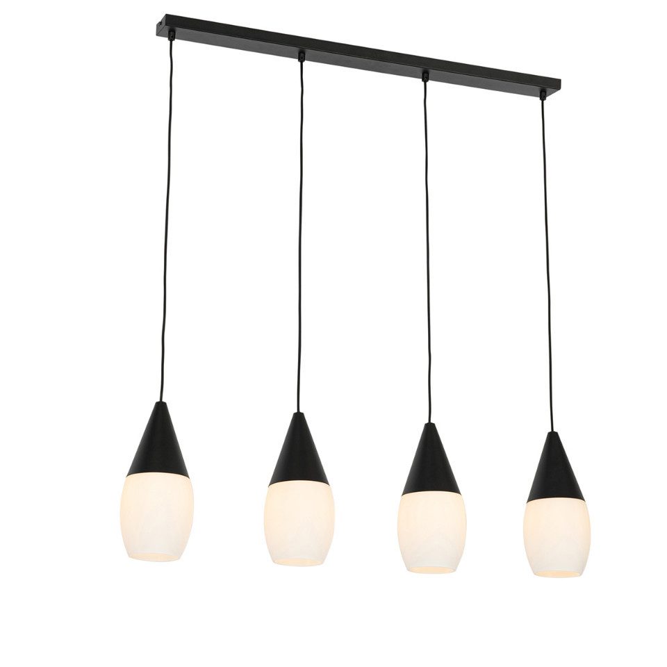 Qazqa Pendelleuchte Drop, ohne Leuchtmittel, E27, Weiß, Modern, Glas, 4-flammig