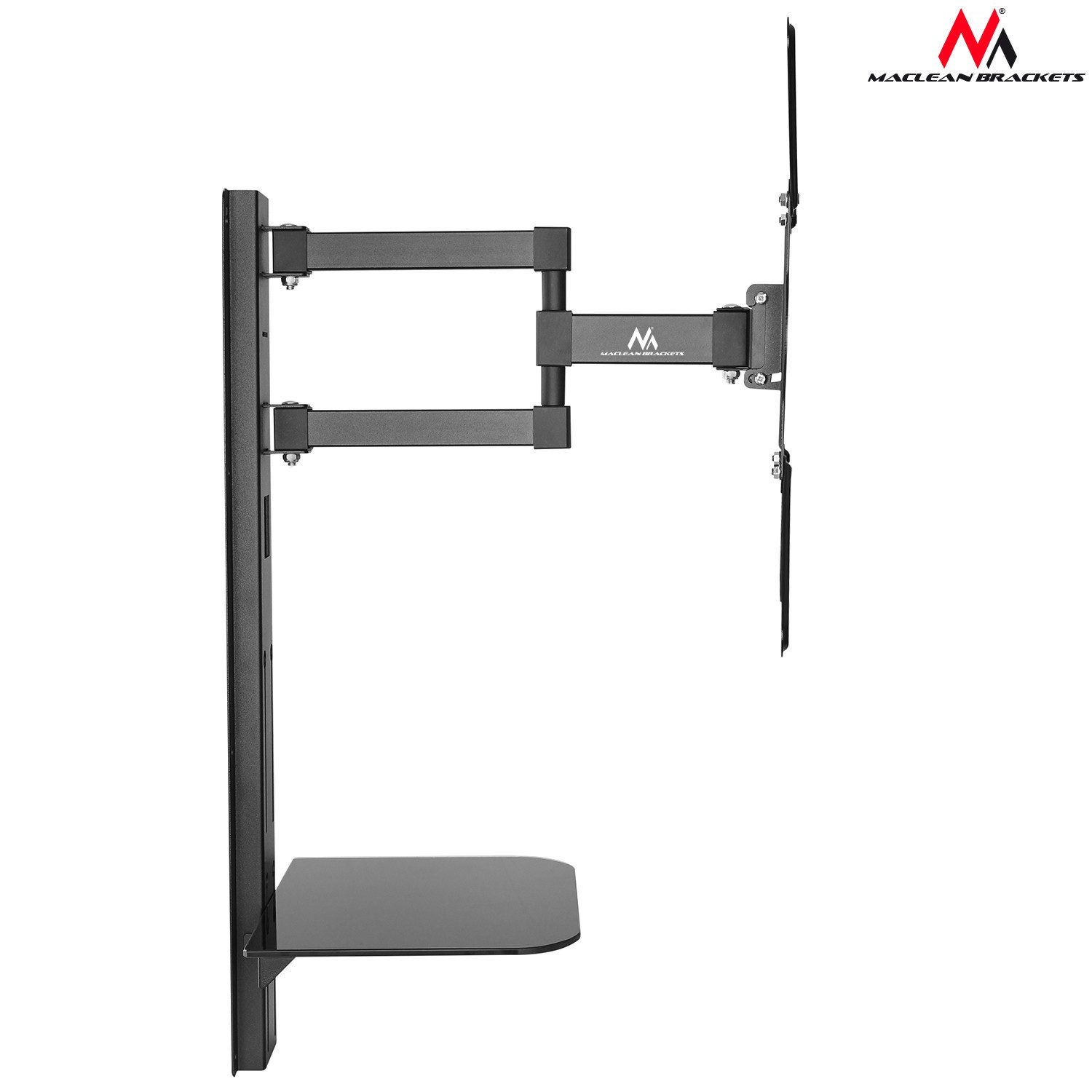 Maclean TV-Wandhalterung MC-772 mit Glas DVD Ablage 32–55 Zoll, (bis 55,00 Zoll, schwenkbar & neigbar, integrierte Kabelführung, bis 30 kg) – Bild 5 von 5