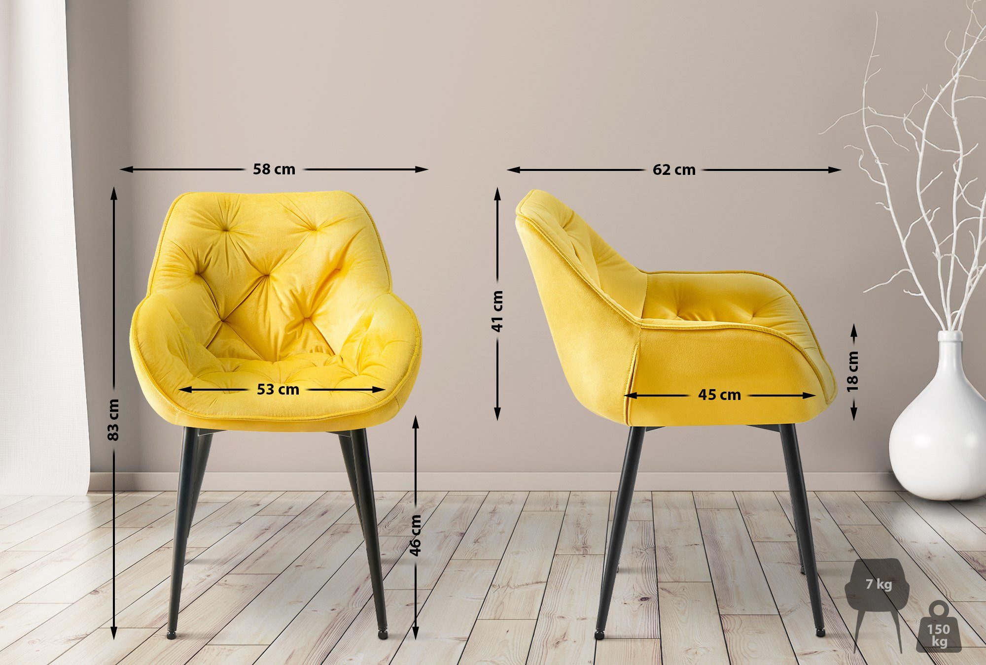 CLP Esszimmerstuhl Tanna Samt (4er Set), günstig online kaufen