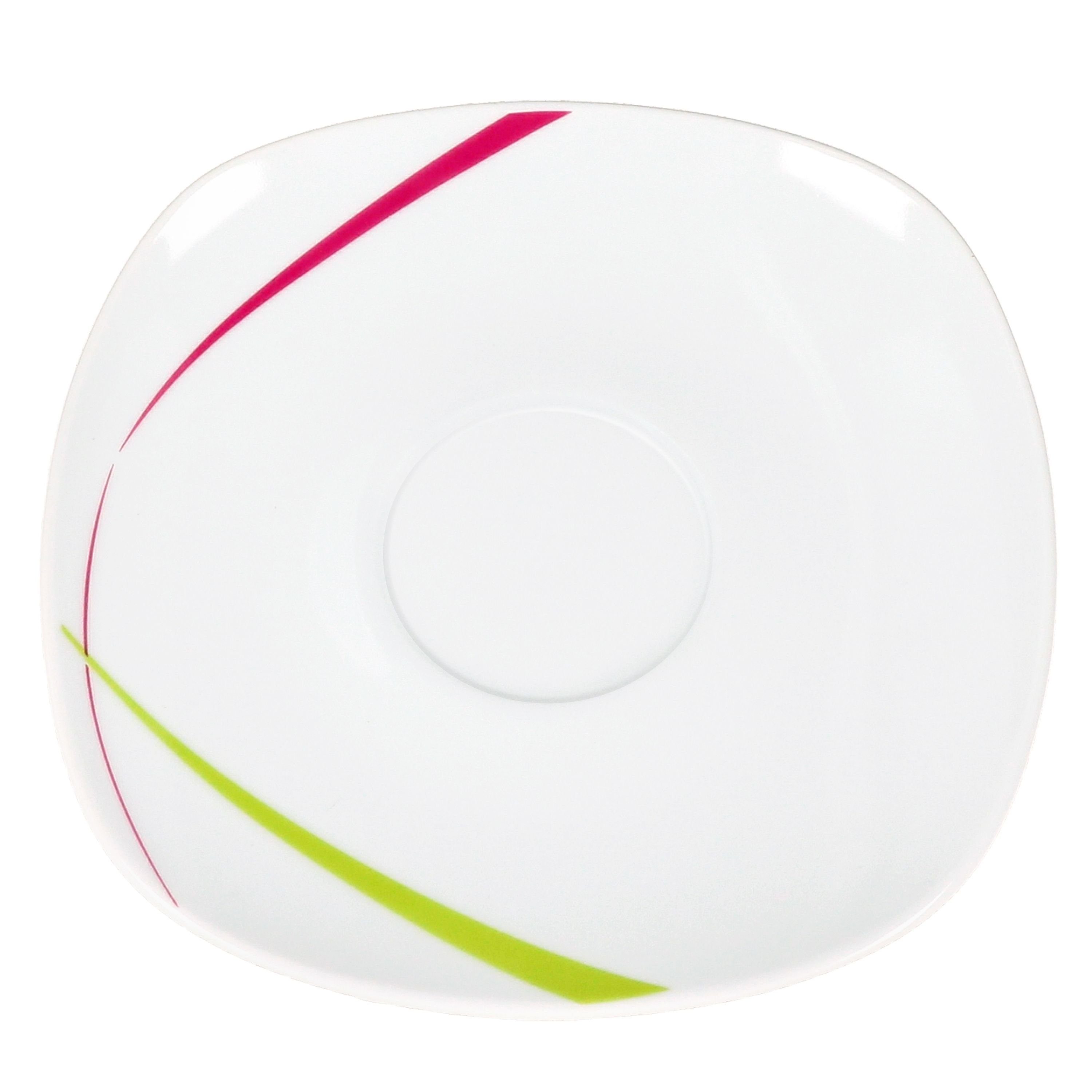 van Well Tasse 6er Set Kaffeetasse 20cl mit Untertasse 14,5cm Fashion, Porzellan