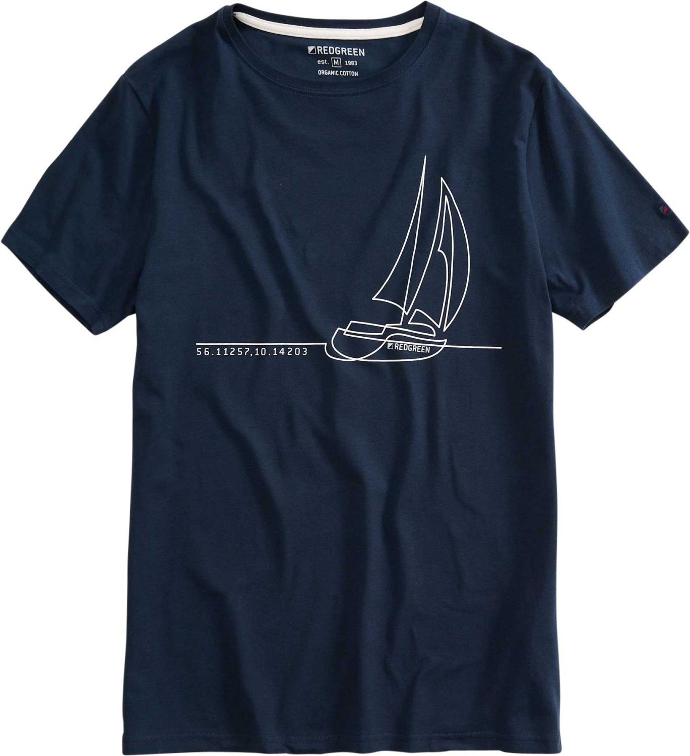 REDGREEN Print-Shirt mit Segelboot Print Chet navy