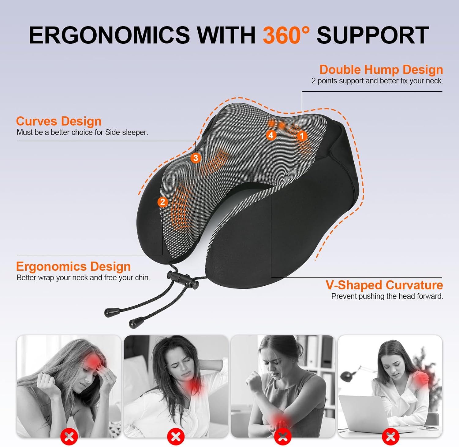 Refined Living Reisekissen Memory Foam,Reisekissen mit Haube,Bequemes Nacke günstig online kaufen