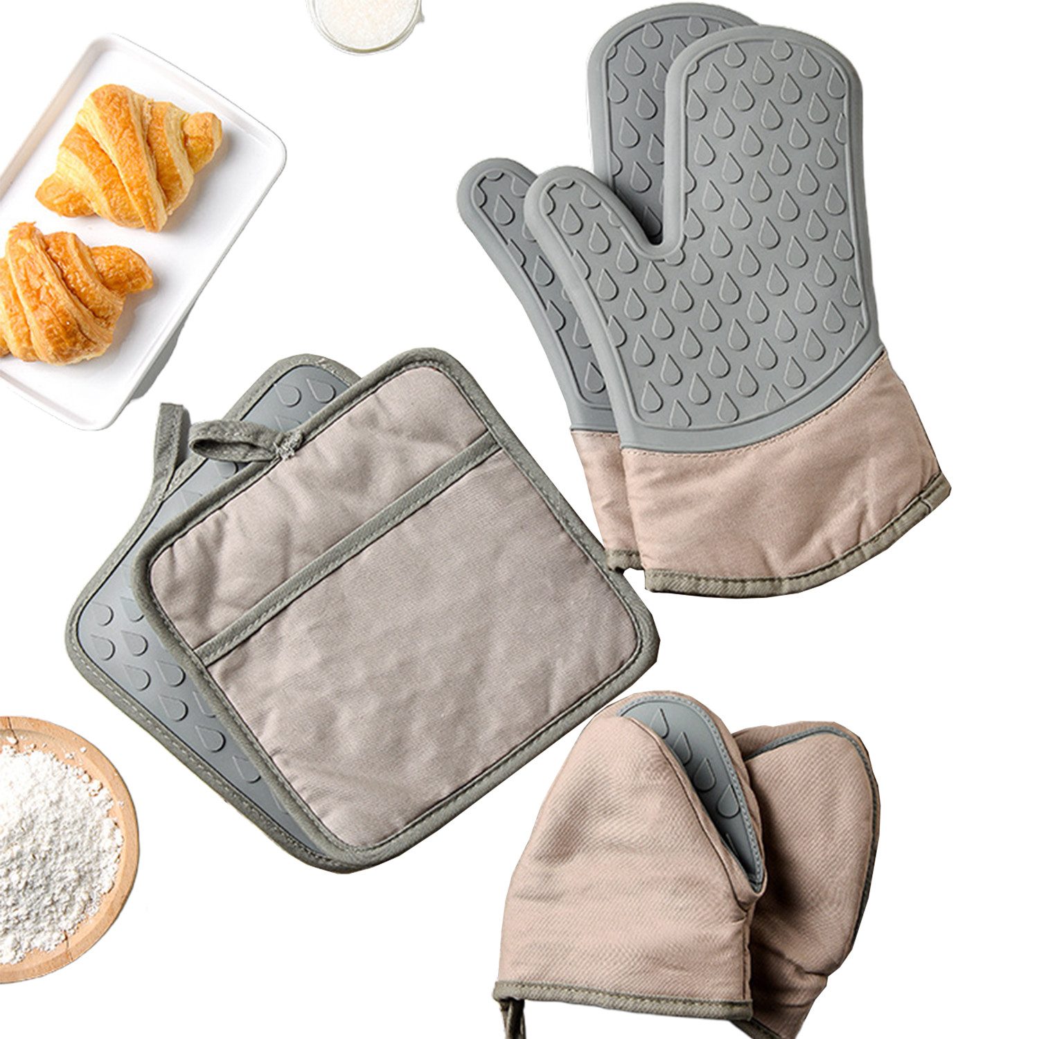 Refined Living Topflappen Topfhandschuhe Topflappen Set Anti-Rutsch Silikon günstig online kaufen