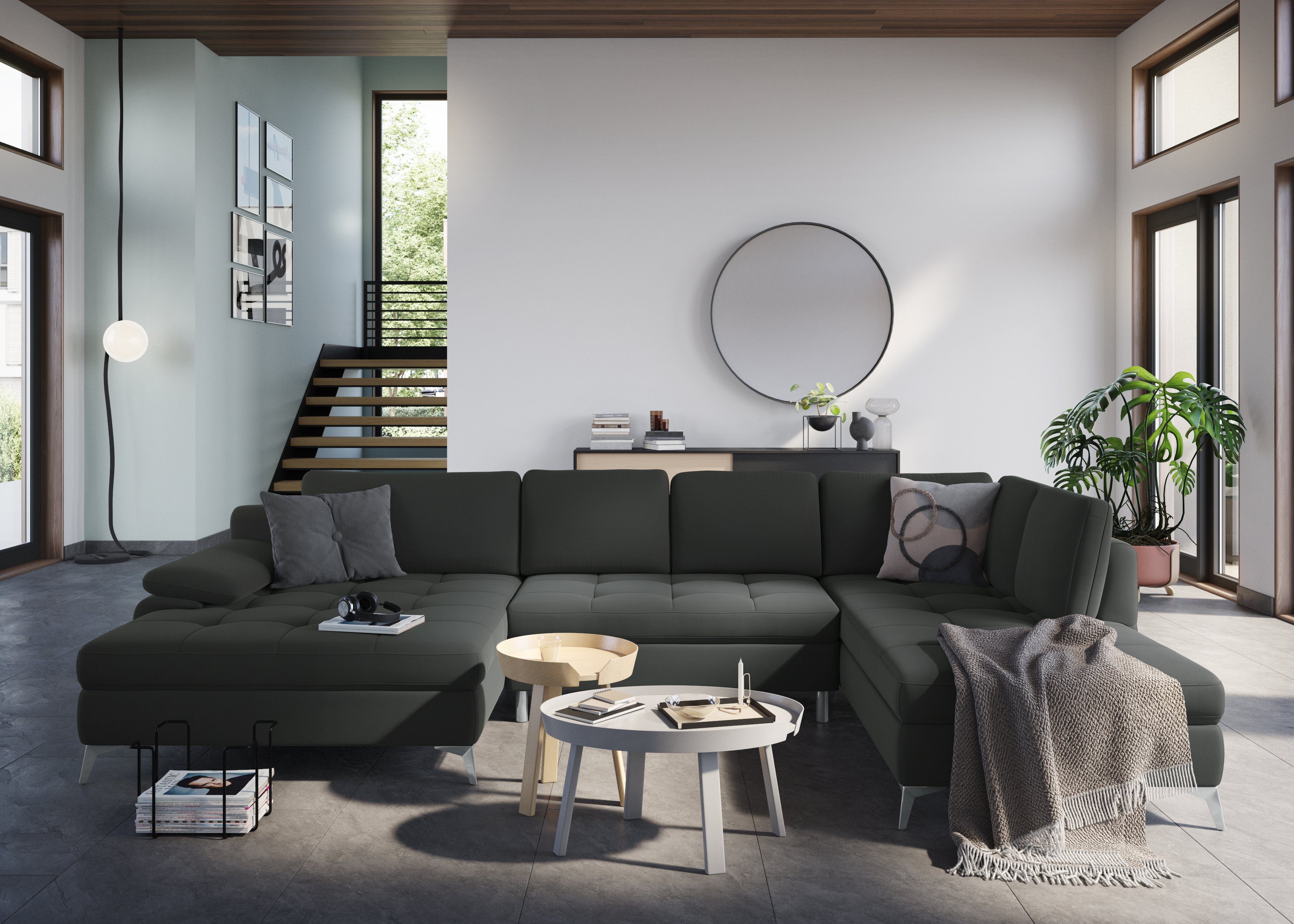 sit&more Wohnlandschaft Latigo U-Form, mit Mega-Recamiere, wahlweise mit Bettfunktion und Bettkasten