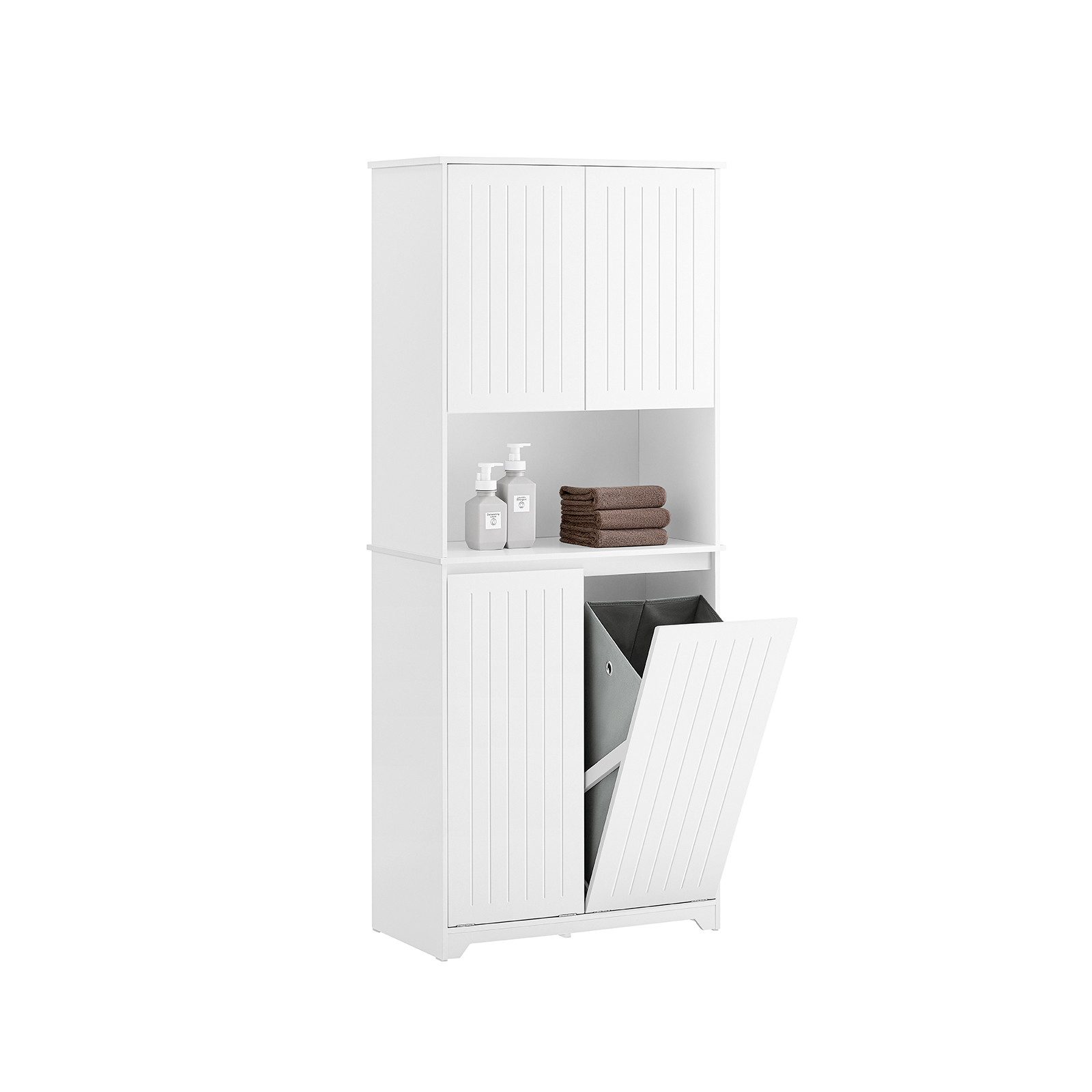 SoBuy Hochschrank BZR150 Badezimmerschrank mit Wäschesack günstig online kaufen