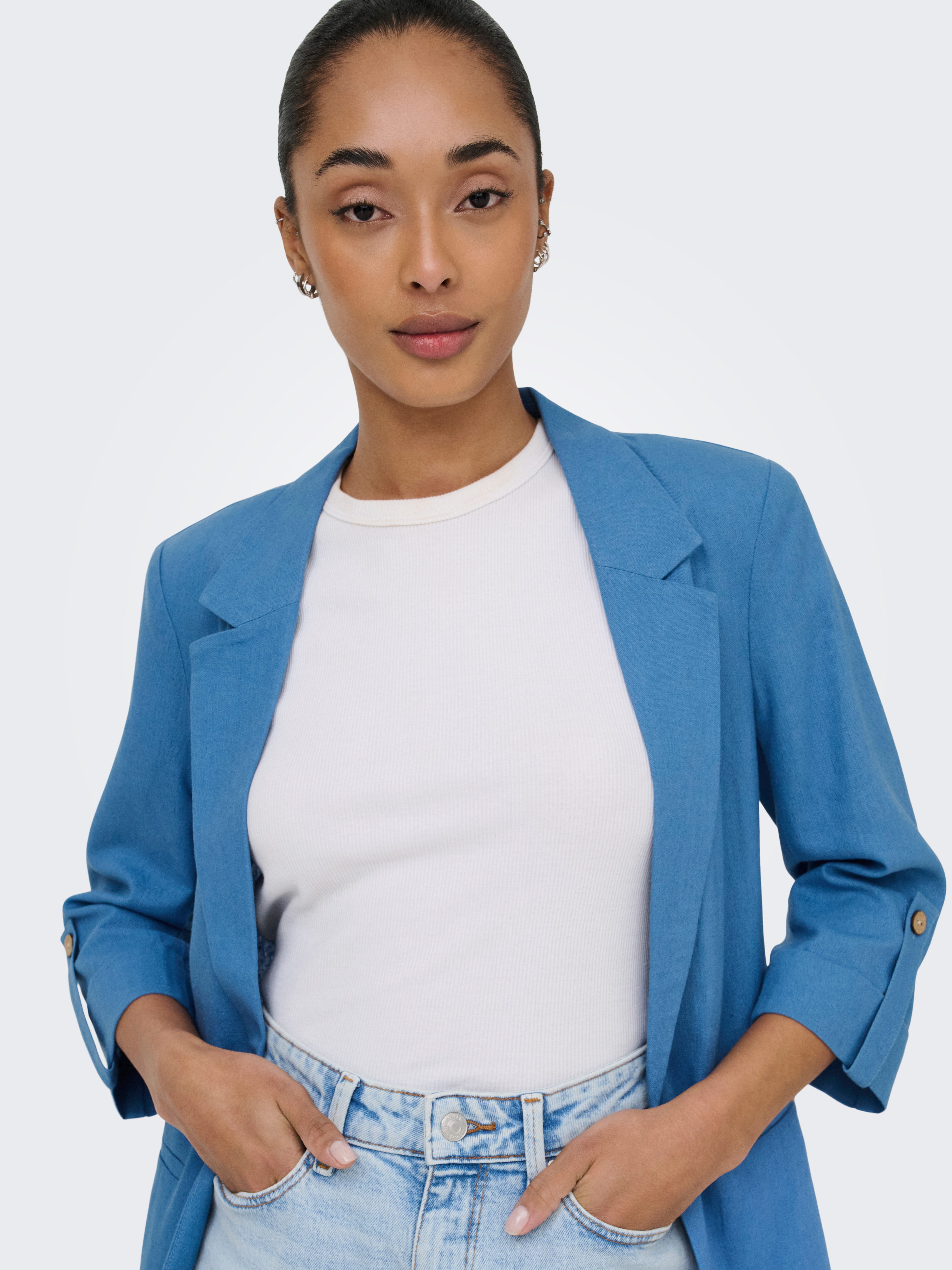 ONLY Kurzblazer ONLGOA 3/4 UNLINE LINEN BL BLAZER CC TLR mit Leinen – Bild 2 von 5