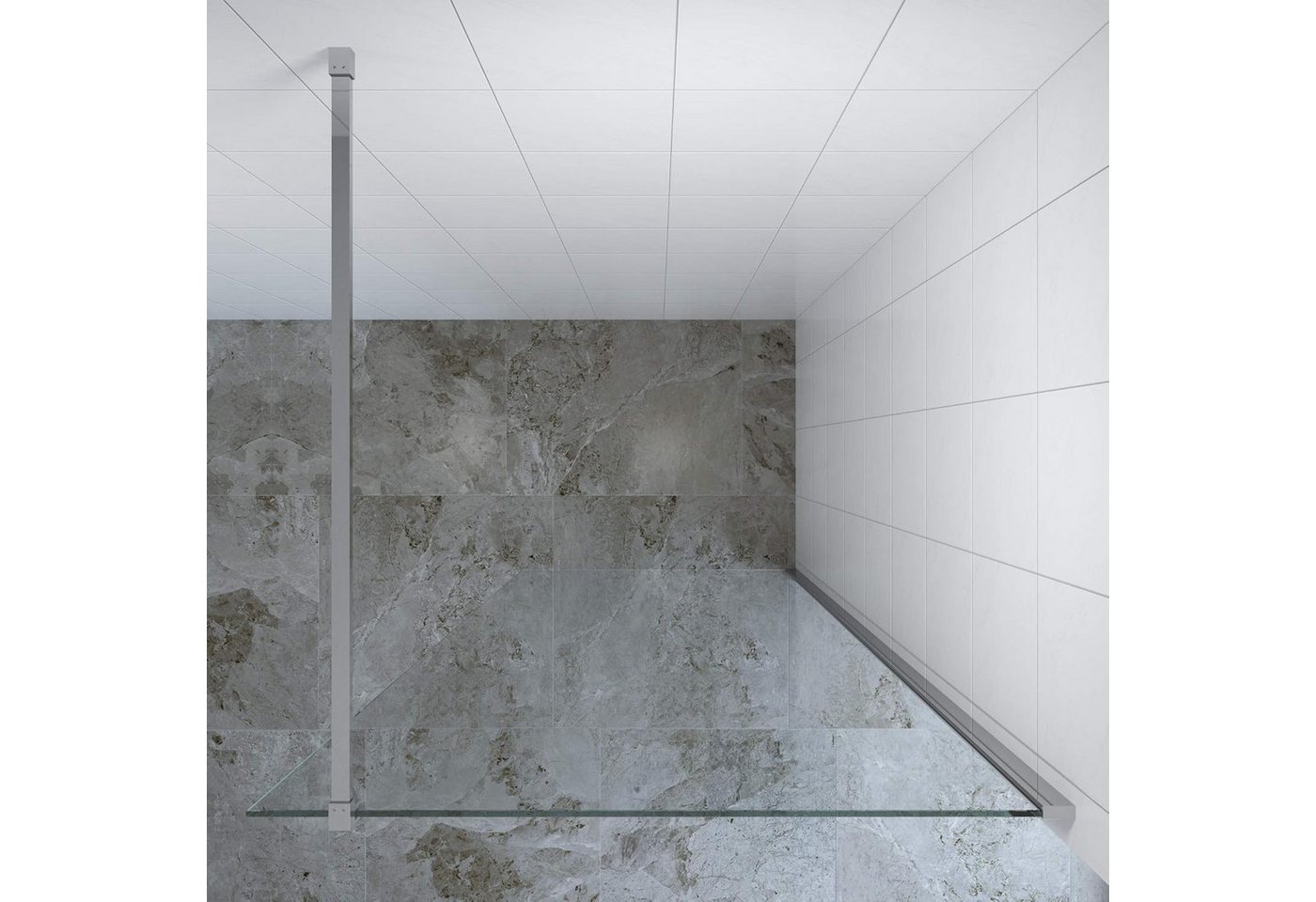 Thumbnail - AQUABATOS Walk-in-Dusche Walk in Duschwand Dusche Duschabtrennung Glaswand Duschtrennwand, 10mm Einscheibensicherheitsgl...