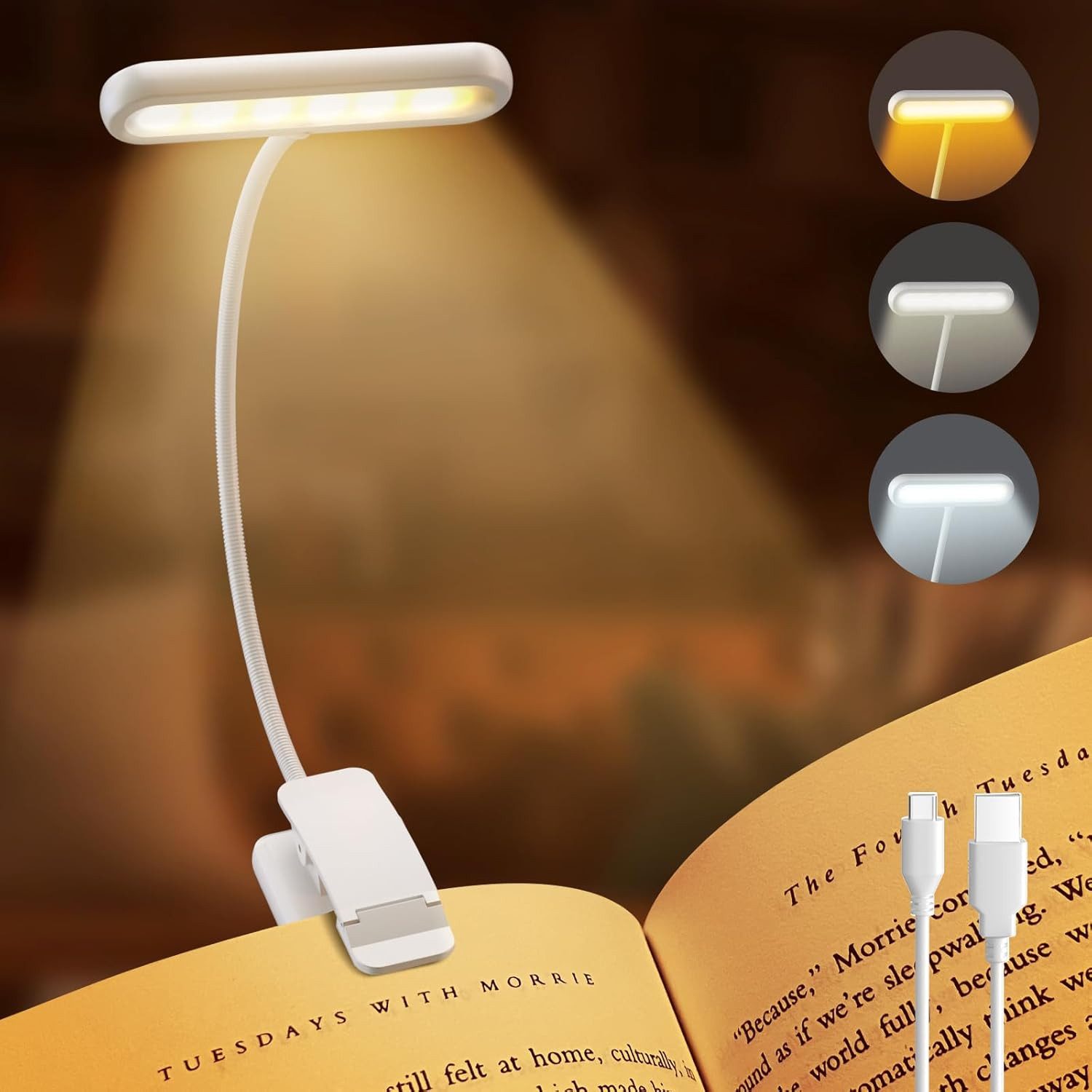 MUPOO LED Leselampe Klemmlampe Breites Licht, günstig online kaufen