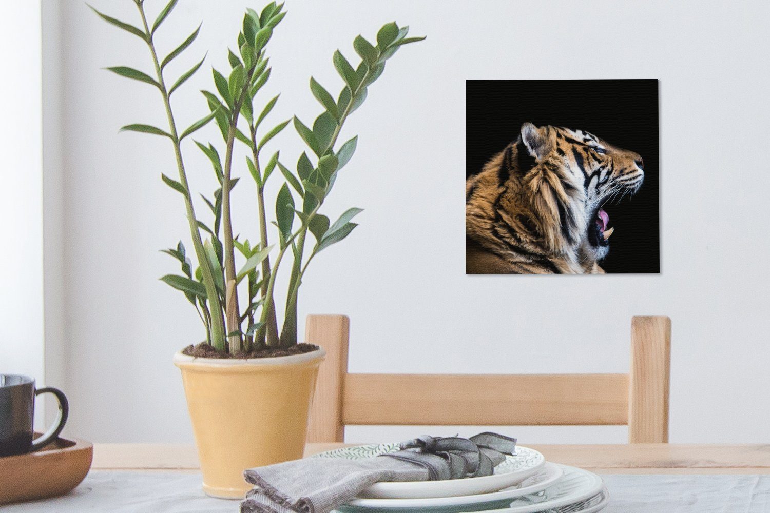 (1 - Schlafzimmer Tiger Wohnzimmer Porträt, OneMillionCanvasses® Bilder für Tiere - St), Leinwandbild Leinwand
