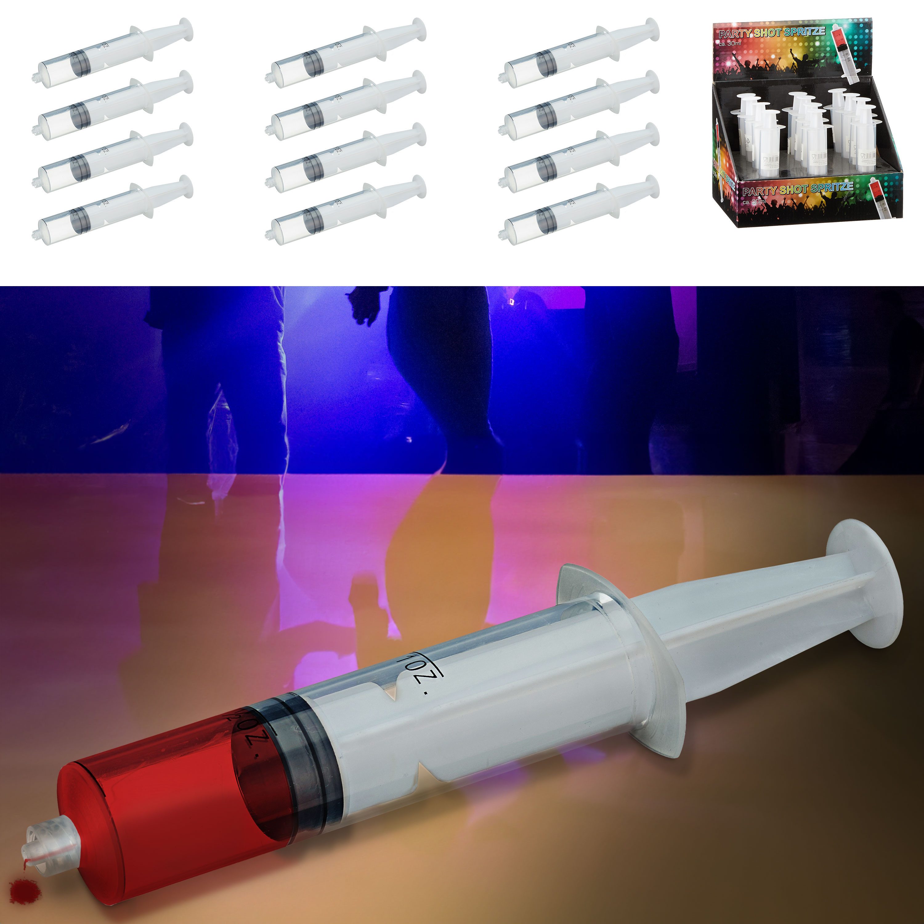 CEPEWA Absaugspritze Shot Spritze 12er Set 30 ml Kunststoff transparent 4,5x14x2,5cm Party