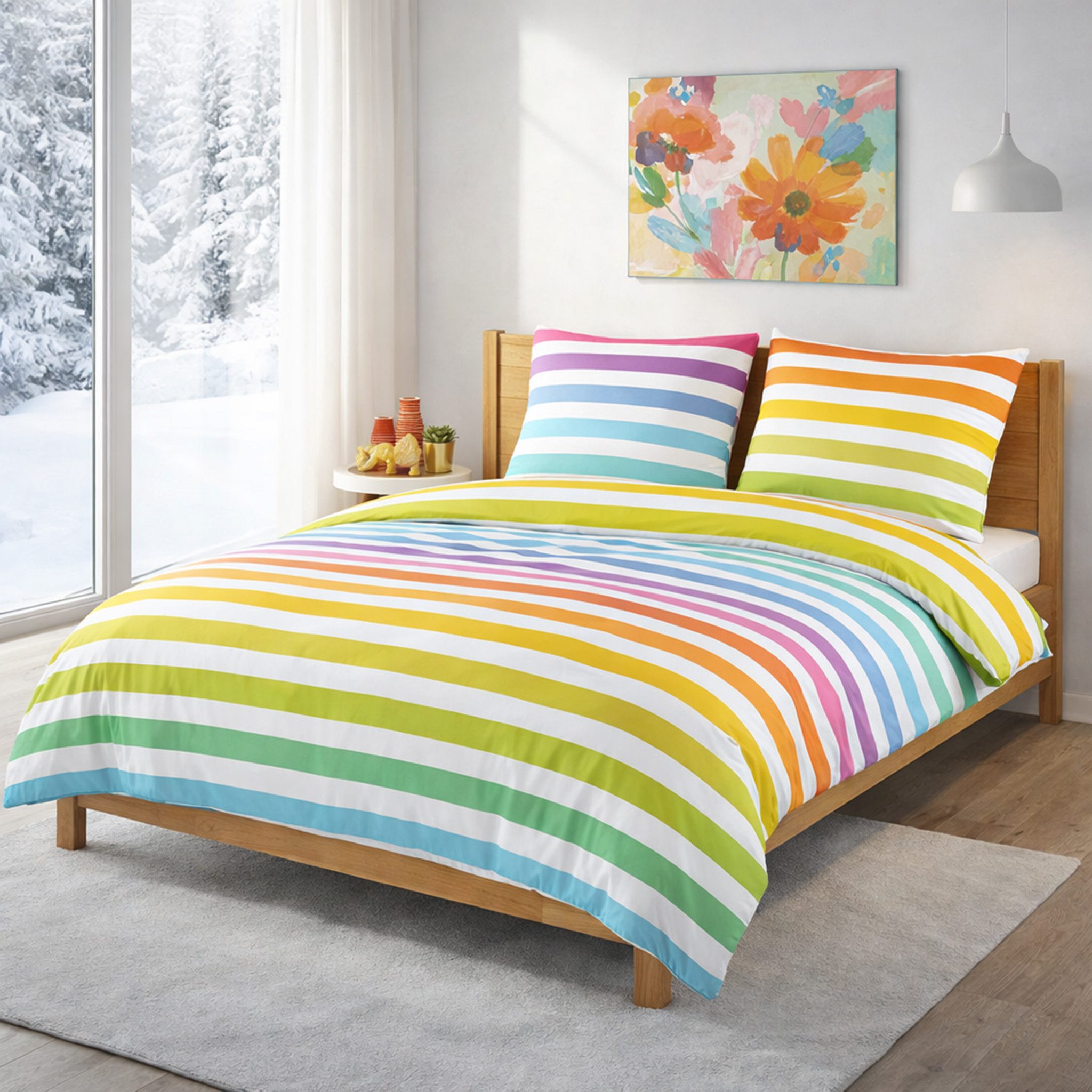 Buymax Bettwäsche Regenbogen, Rainbow 100% Baumwolle, Biber, 2 teilig, 135x günstig online kaufen