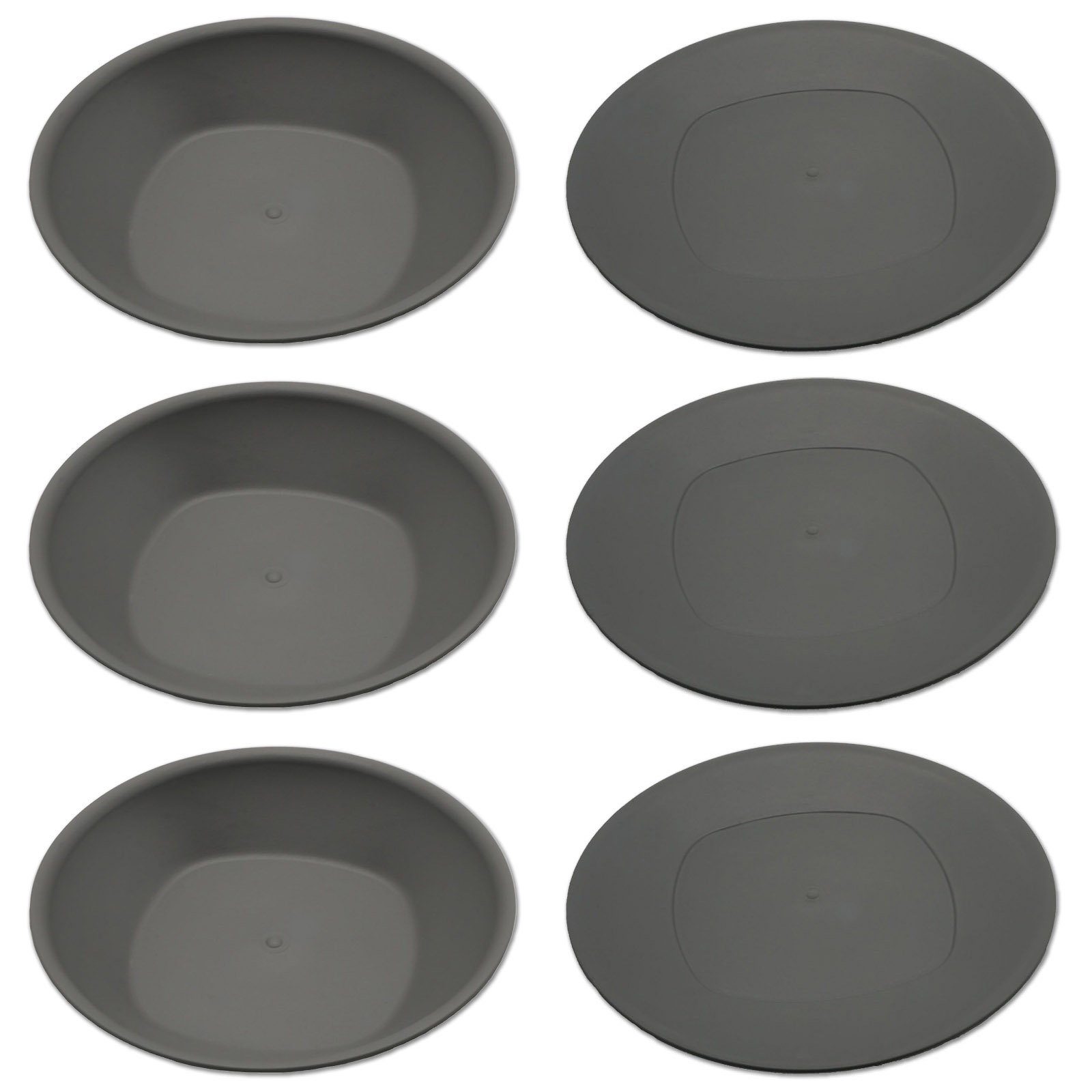 HAC24 Kunststoffteller Camping Schüssel Outdoor Geschirr Tellerset Campinggeschirr, (6 St), 3x Essteller Ø 24 cm & 3x Schüssel Ø 18 cm