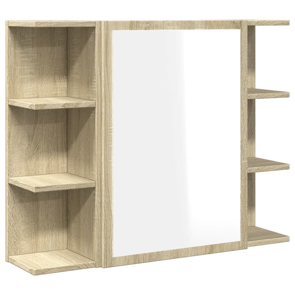 vidaXL Spiegelschrank NA Bad-Spiegelschrank Sonoma Eiche 80x20,5x64 cm Spanplatte