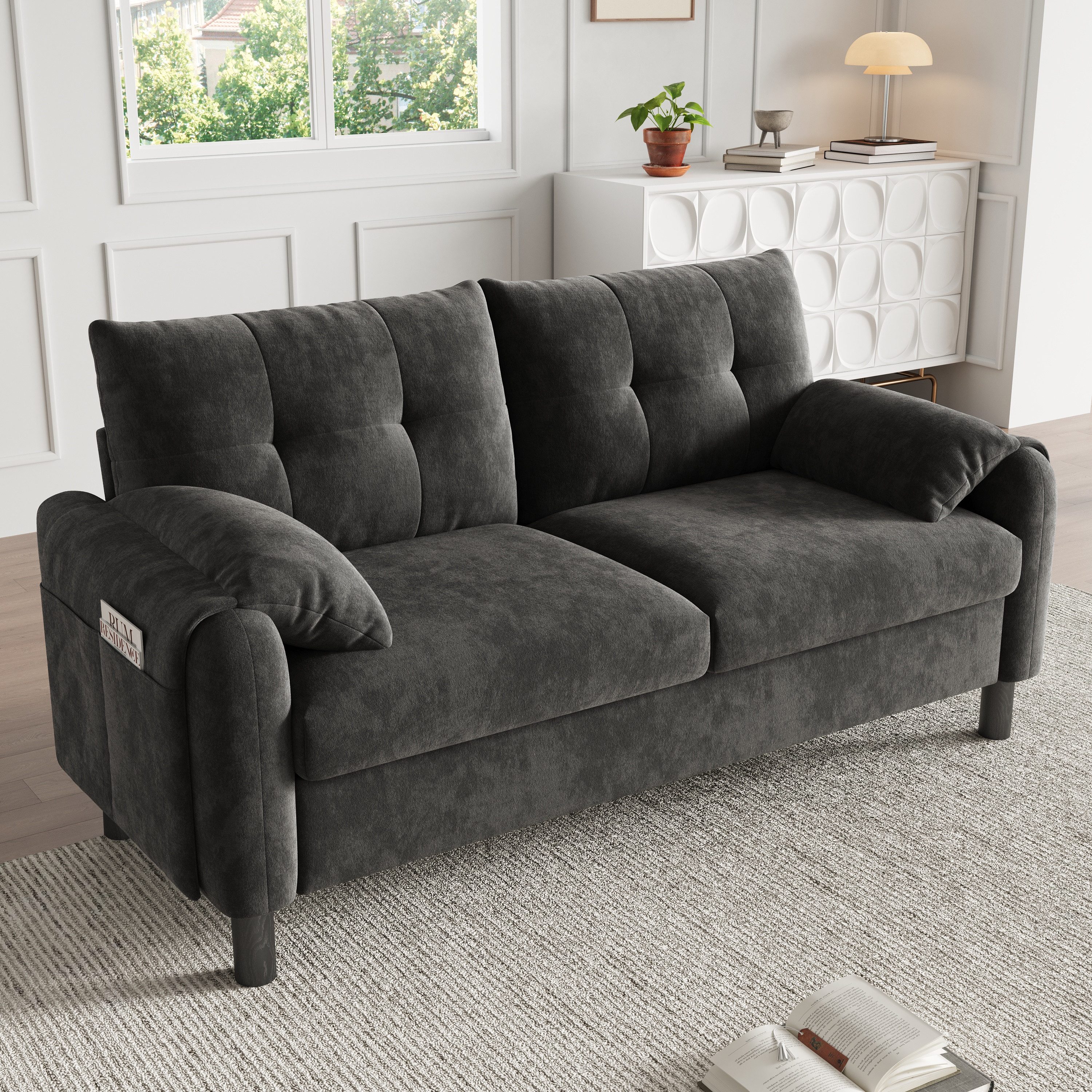 i@home 2-Sitzer Polstersofa, bequemes Sofa aus Chenille Stoff mit dicken Ki günstig online kaufen