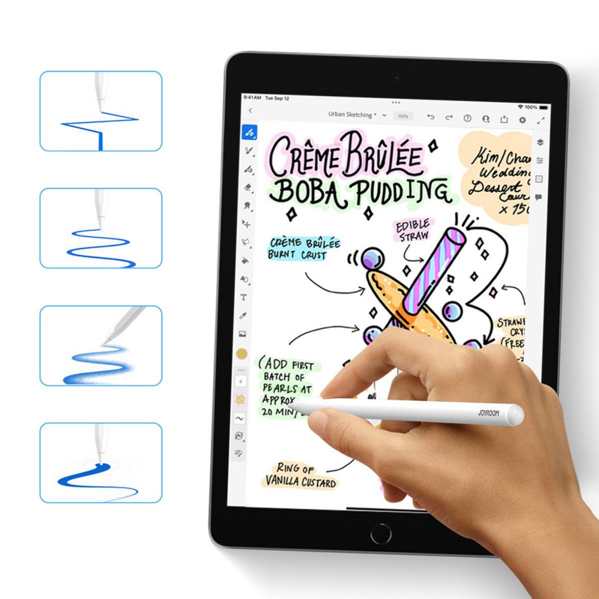 JOYROOM Eingabestift JR-X9S Pro (Stylus Pen inklusive 2 Ersatzspitzen und USB-C Ladekabel) Präziser Stylus mit Handballen und Neigungserkennung