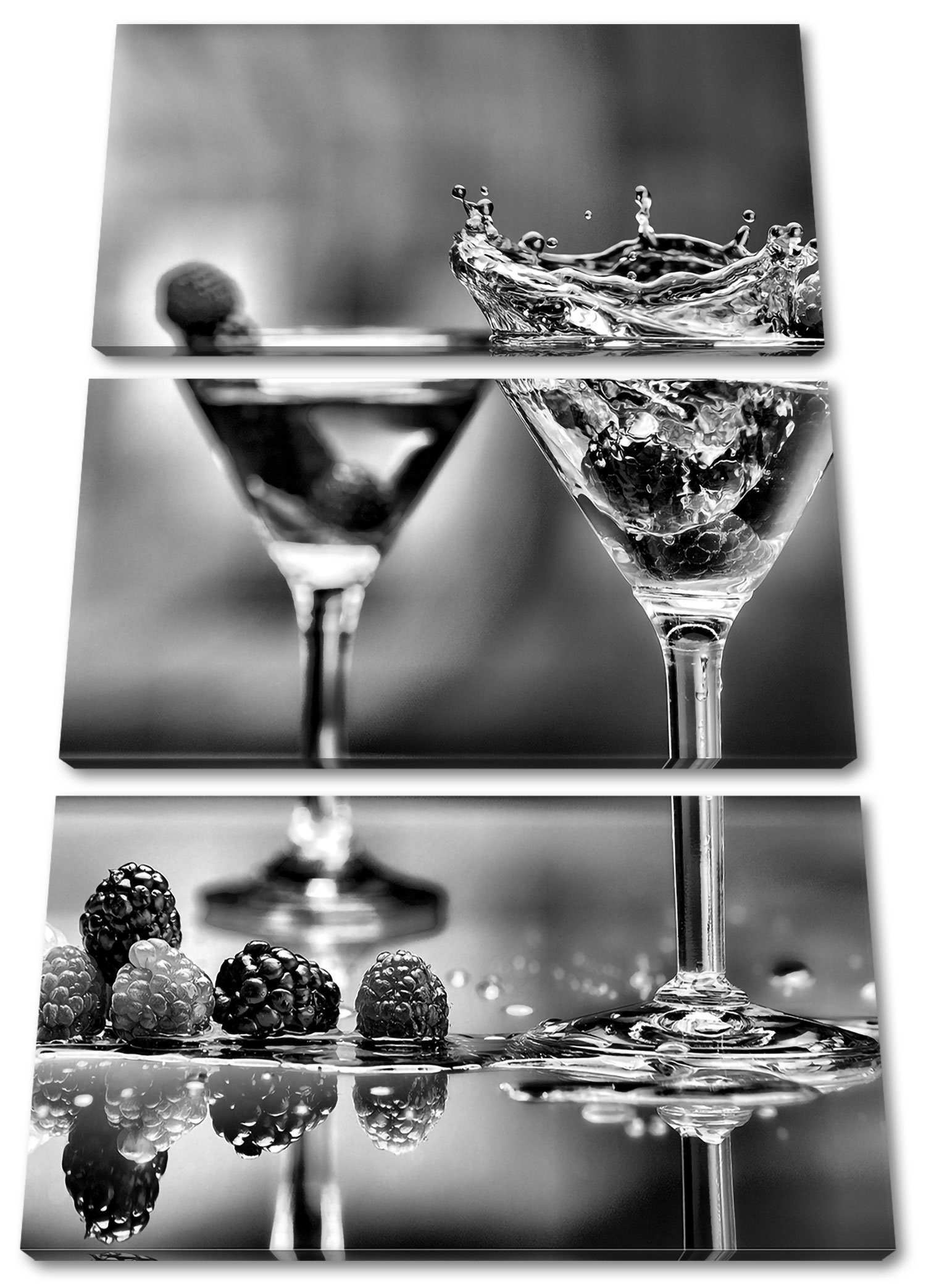 (120x80cm) Pixxprint Coole Zackenaufhänger Leinwandbild Coole Cocktails inkl. 3Teiler (1 Leinwandbild Cocktails, fertig bespannt, St),