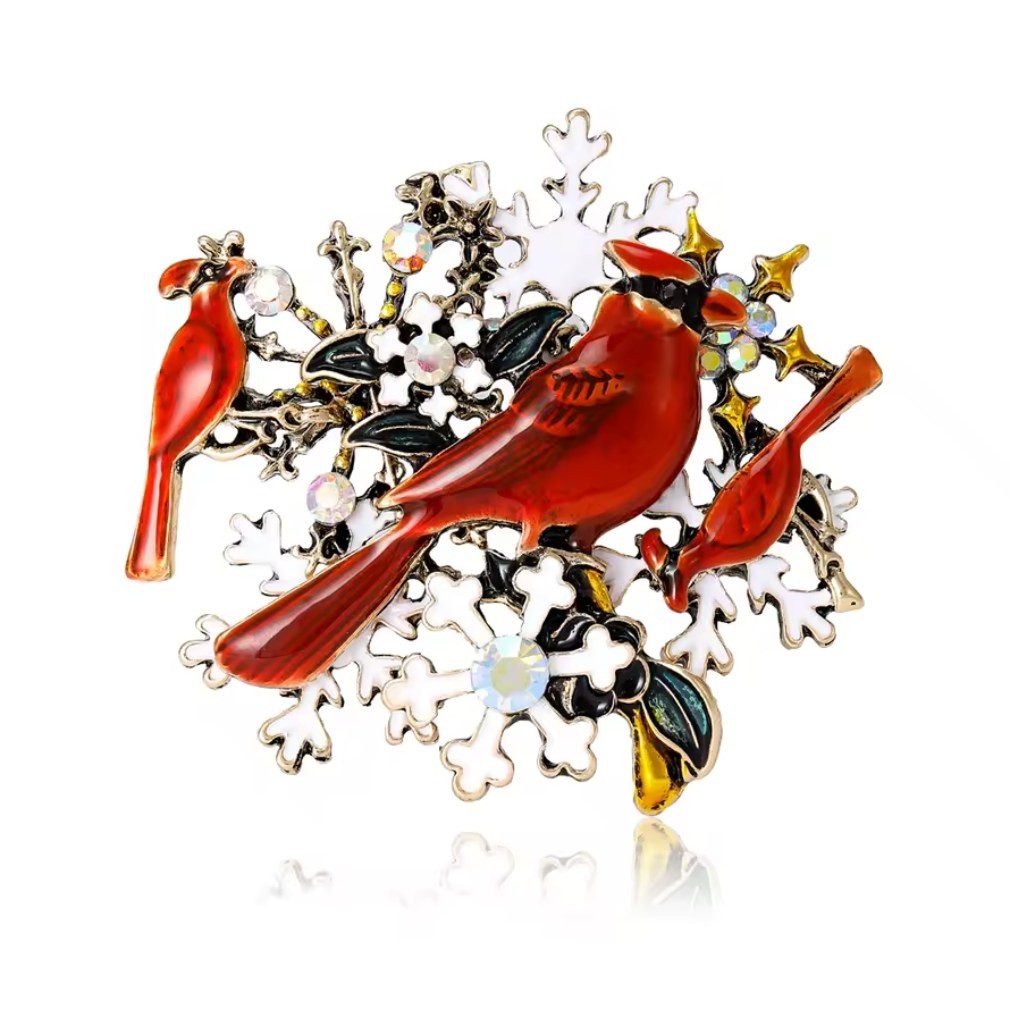 Dark-Desires Brosche Winterlichte Brosche "Kardinälen und Schneeflocken", D günstig online kaufen
