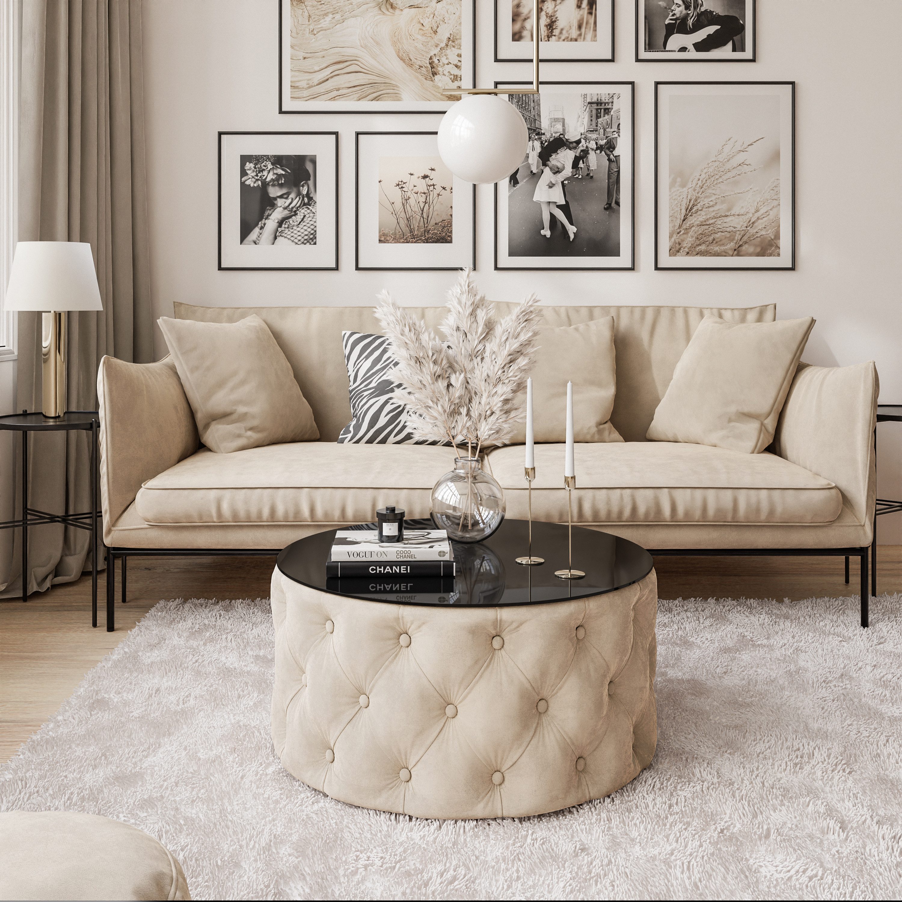 Lookway Couchtisch CHESTERFIELD 70 cm runder gepolsterter couchtisch günstig online kaufen