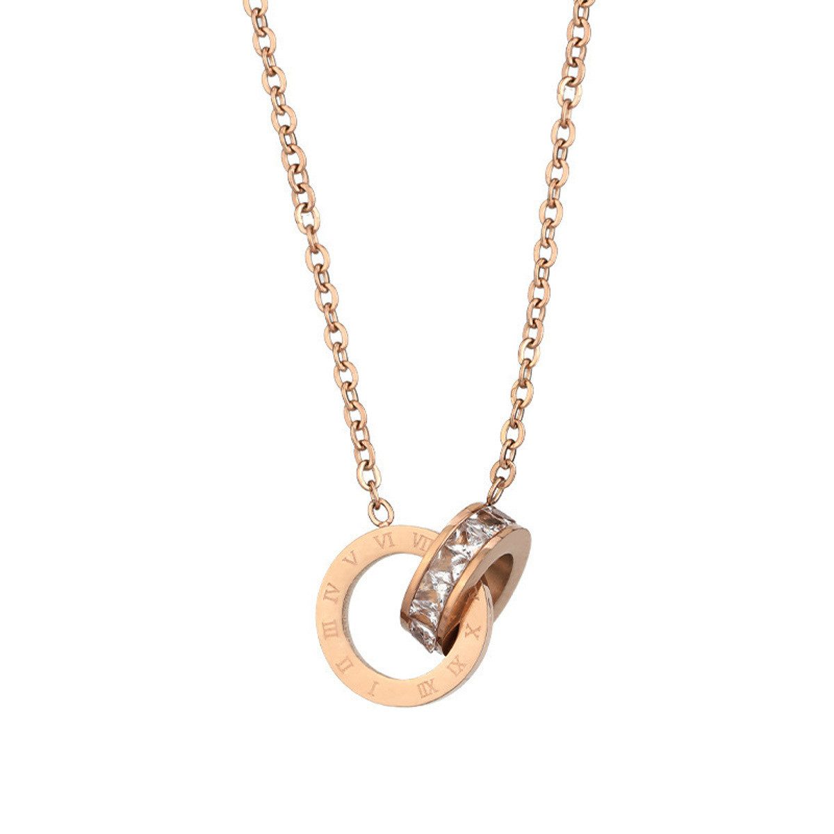 KARMA Schmuckset Rosegold Halskette Armband Ohrstecker wasserfest & antiallergisch (Armschmuck Halskette Ohrringe, 3-tlg., Lieferung in Schmuckbox), Damenschmuck mit Zirkonen