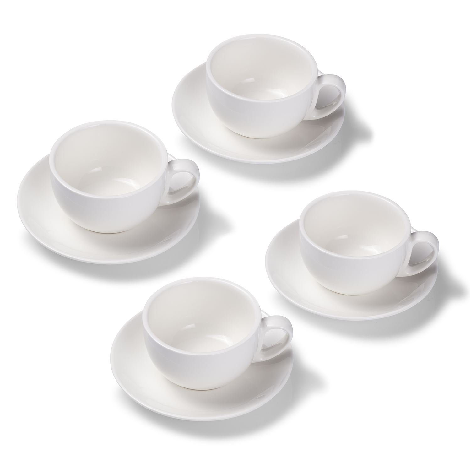 Terra Home Tasse Terra Weiß 4er Porzellan glossy, Milchkaffeetassen-Set, Home