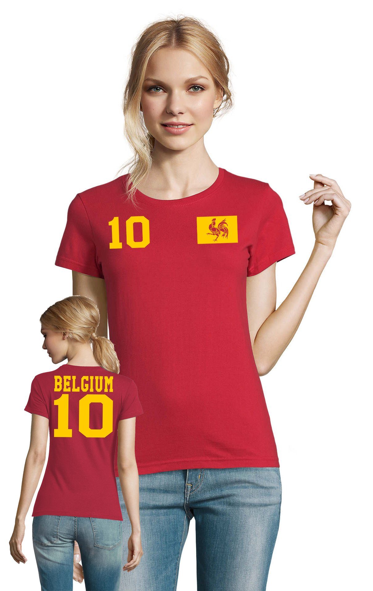 Blondie & Brownie T-Shirt Damen Belgien Sport Trikot Fußball Weltmeister Meister WM