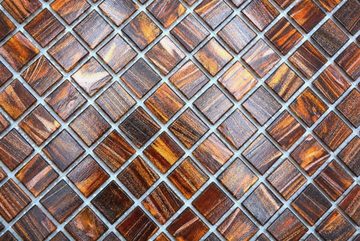 Mosani Mosaikfliesen Glasmosaik Bodenfliese Dunkelbraun Gold Kupfer