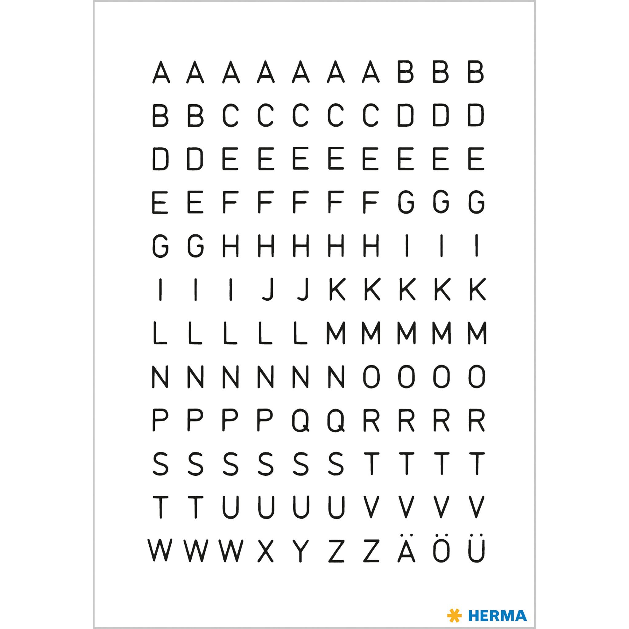 HERMA Aufkleber HERMA Buchstaben-Sticker A-Z, Folie schwarz, 5 mm hoch 4154