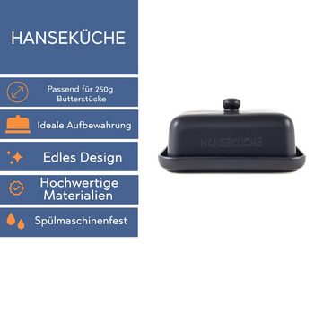 Hanseküche Butterdose Butterdose Keramik (250g), Keramik, (Butterdose aus Holz und Glas, 1-tlg., Butterdose), Optimale Größe, Hält lange frisch