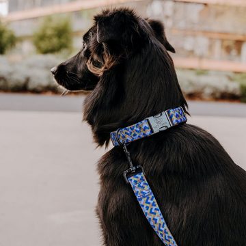 Hey Lana Hunde-Halsband Hundehalsband Kunterbunt – Mocca/Blau – Gepolstert
