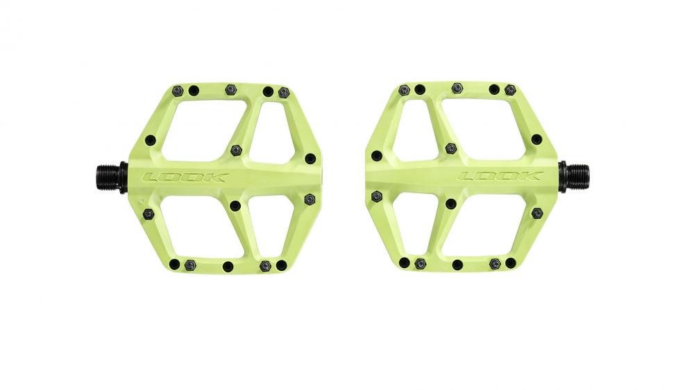 Look Plattformpedale LOOK Trail Fusion Plattformpedale Lime, Composite Flat-Pedale mit 8 Pi