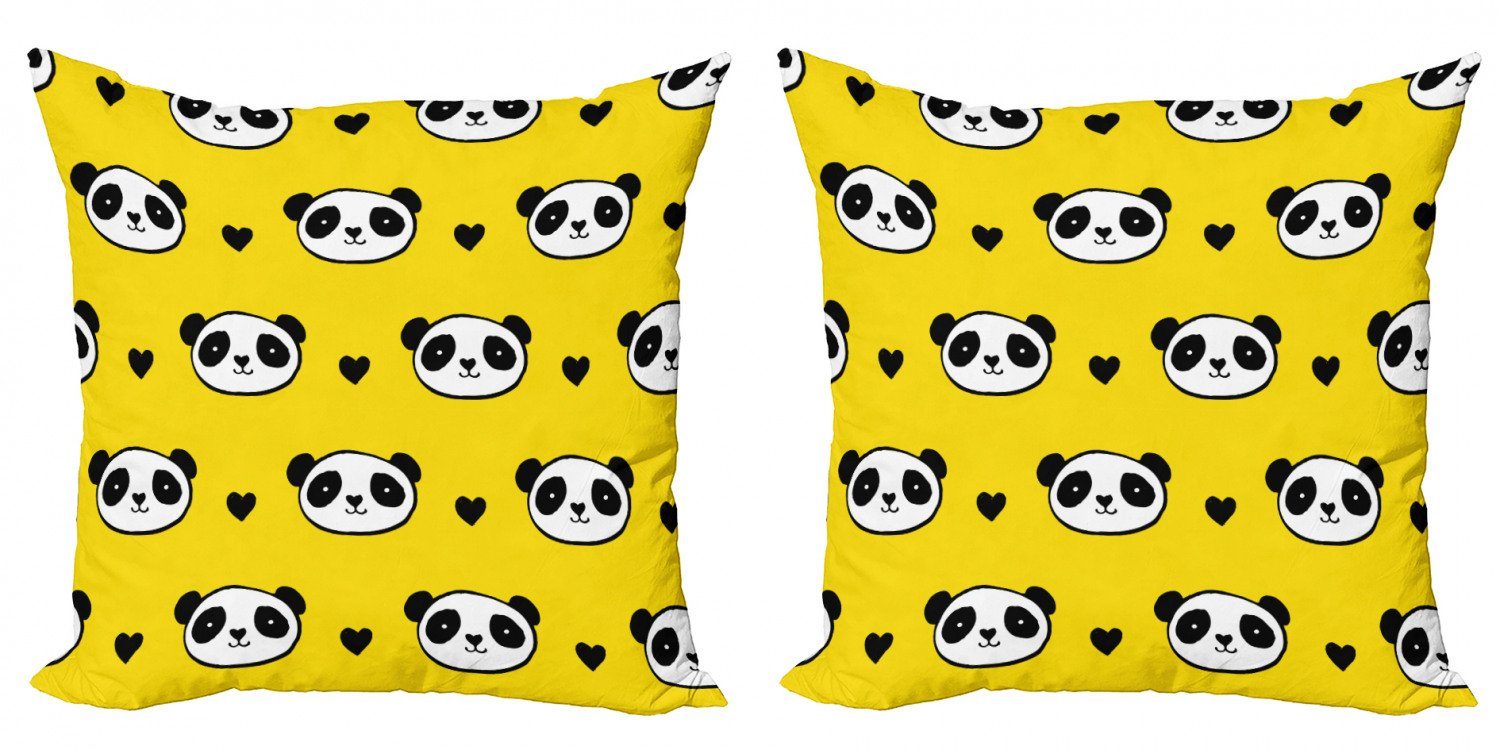 Kissenbezüge Modern Accent Digitaldruck, Panda Tier Abakuhaus Faces Doppelseitiger Lächeln Stück), (2