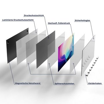 DEQORI Kleiderhaken 'Polychromer Farbfluss', Glas Garderobe Paneel magnetisch beschreibbar