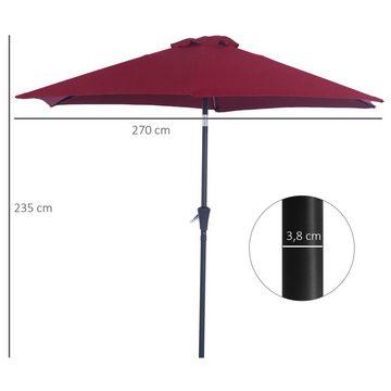 Outsunny Sonnenschirm Marktschirm mit Handkurbel Alu 180/ Polyester, LxB: 260x260 cm, Marktschirm mit Handkurbel, 1 x Sonnenschirm, ohne Schirmständer